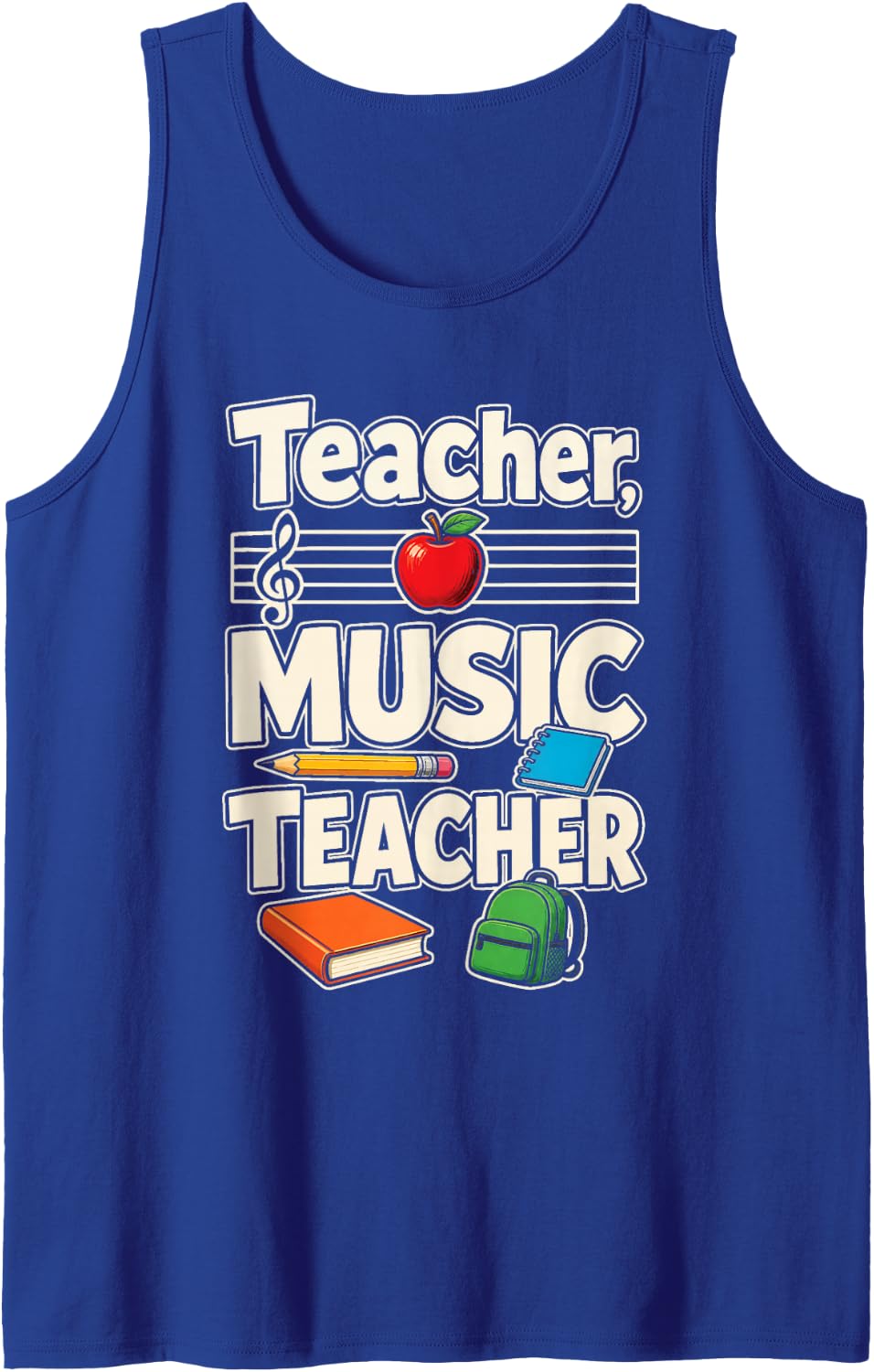 Music Teacher Elementary School Treble Clef Gift Sleeveless Tank Top - Royal Blue