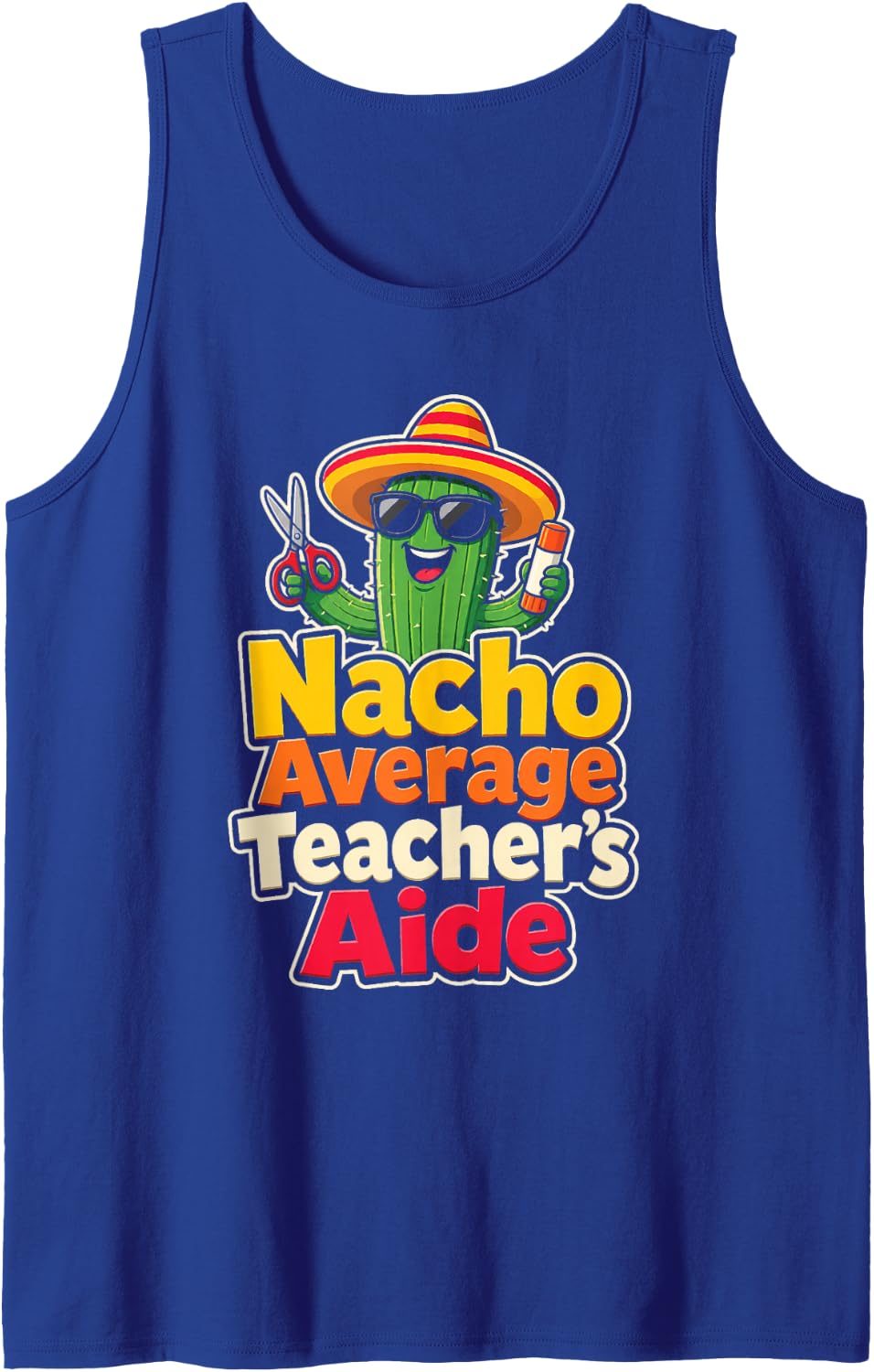 Paraprofessional Teacher Aide Nacho Average Elementary Sleeveless Tank Top - Royal Blue