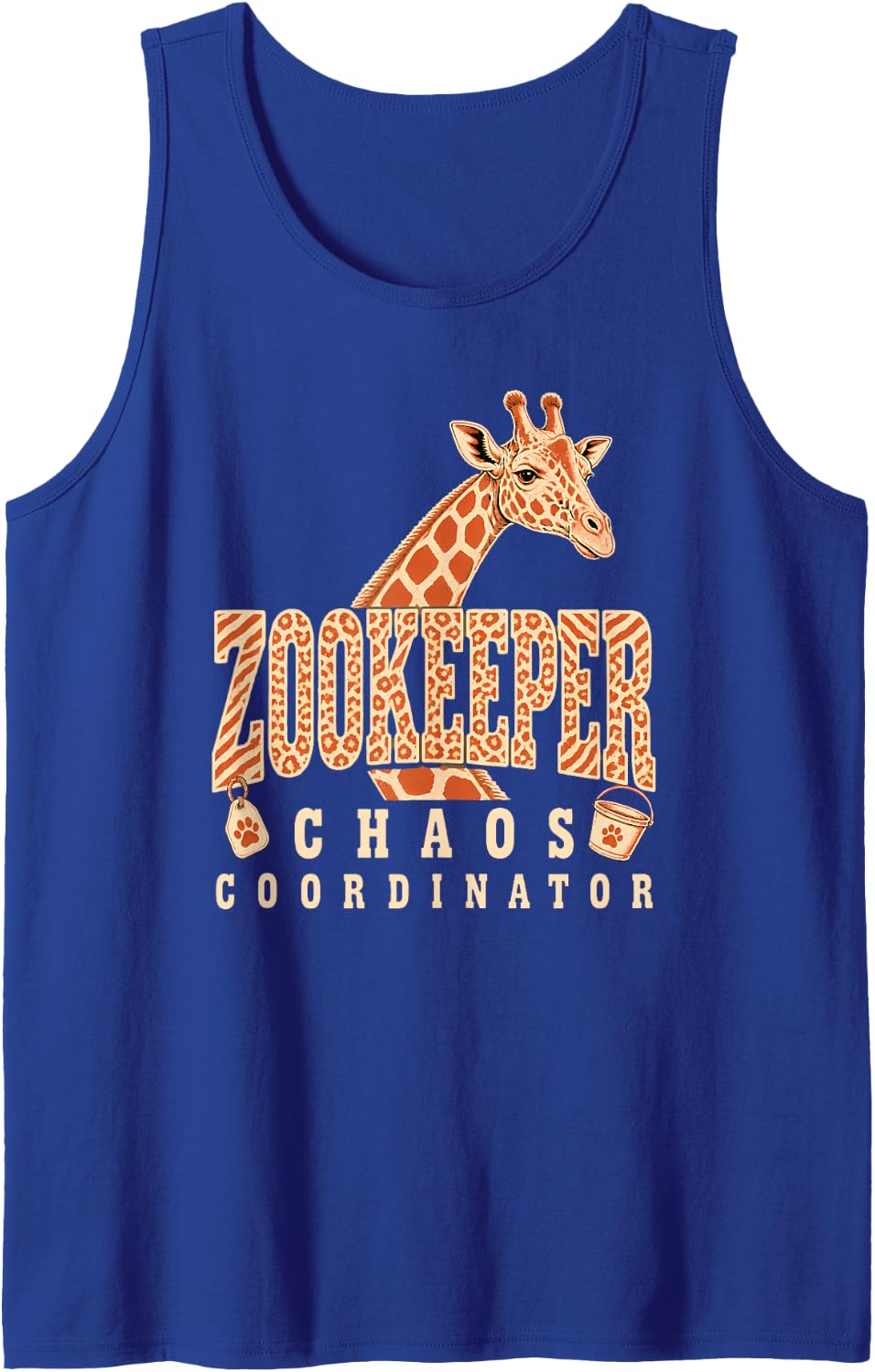 Zoo Keeper Chaos Coordinator Funny Animal Feeding Time Sleeveless Tank Top - Royal Blue
