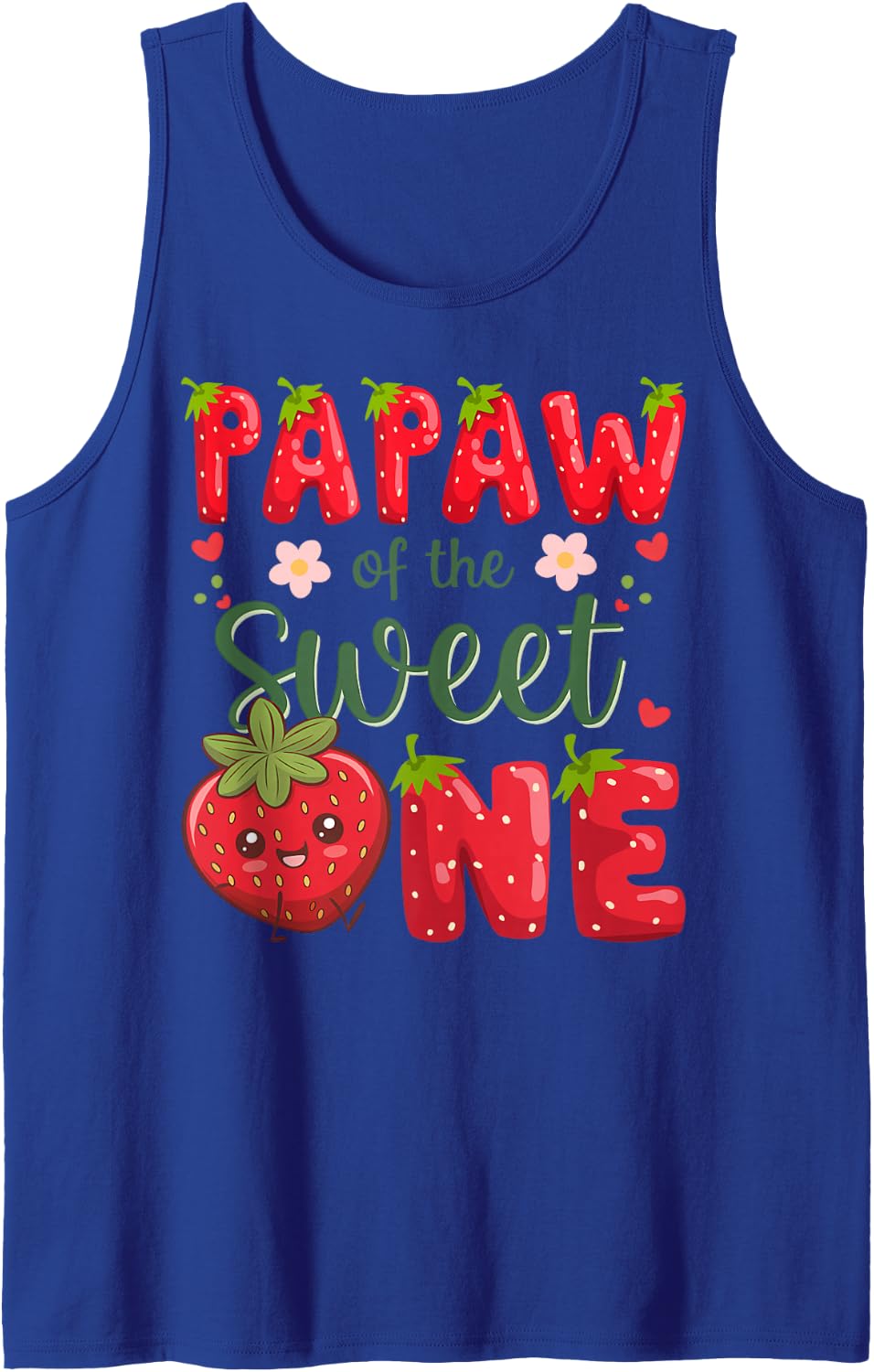 Papaw of The Sweet One 1St Birthday Strawberry Lover Sleeveless Tank Top - Royal Blue