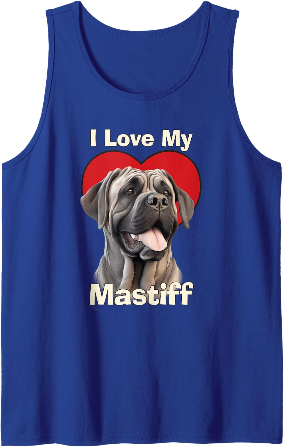 I Love My Mastiff Puppy Dog Sleeveless Tank Top - Royal Blue