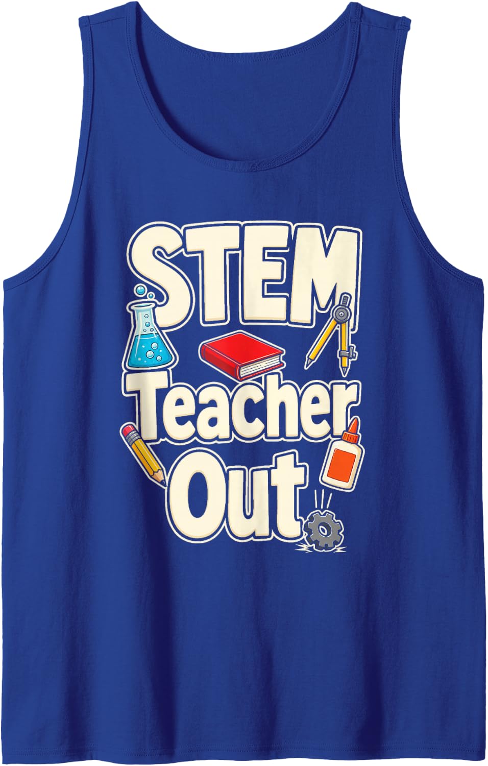 STEM Teacher Out Elementary School Science Lab Gift Sleeveless Tank Top - Royal Blue