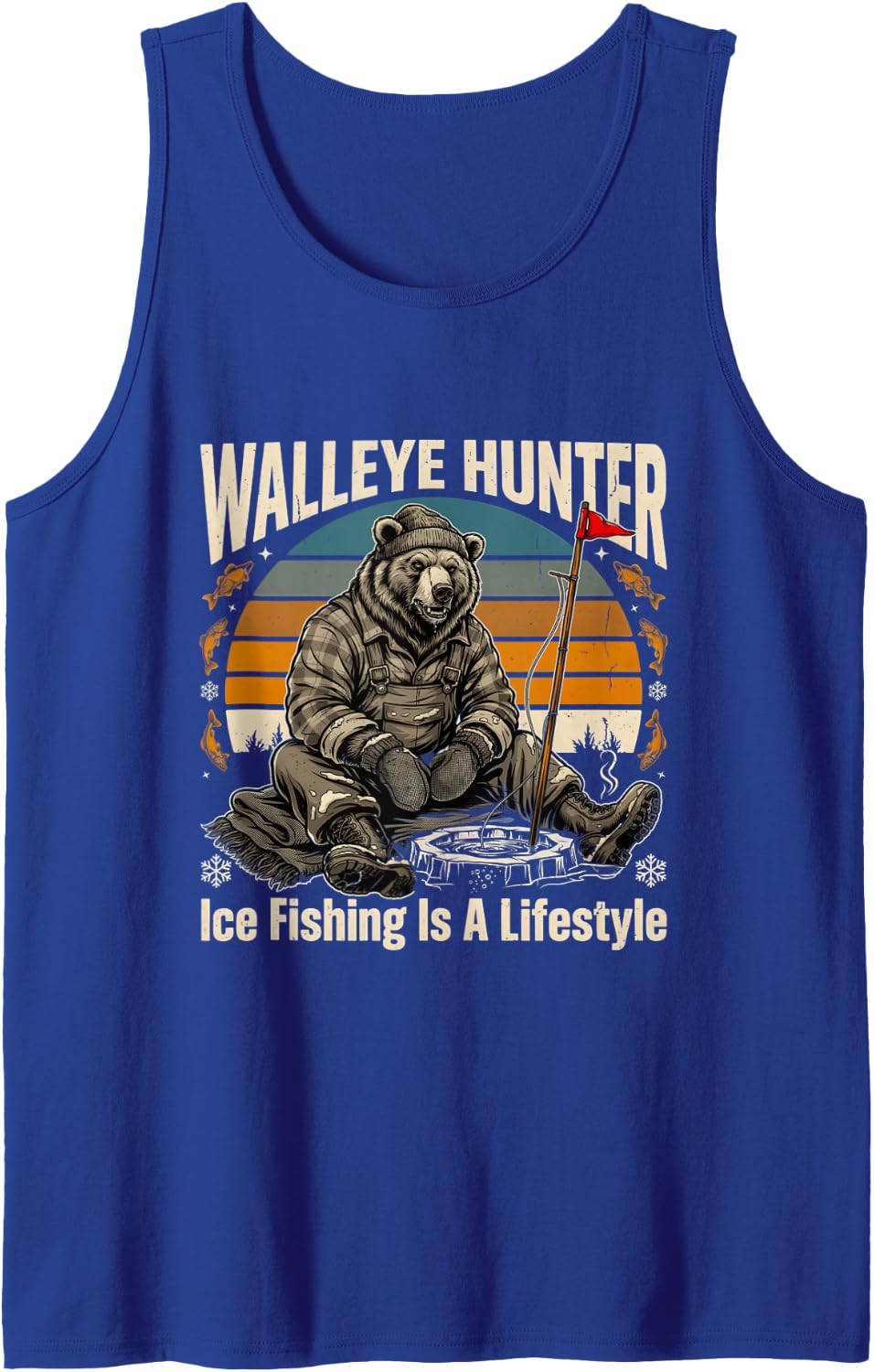 Ice Fishing is A Lifestyle Walleye Hunter Sleeveless Tank Top - Royal Blue