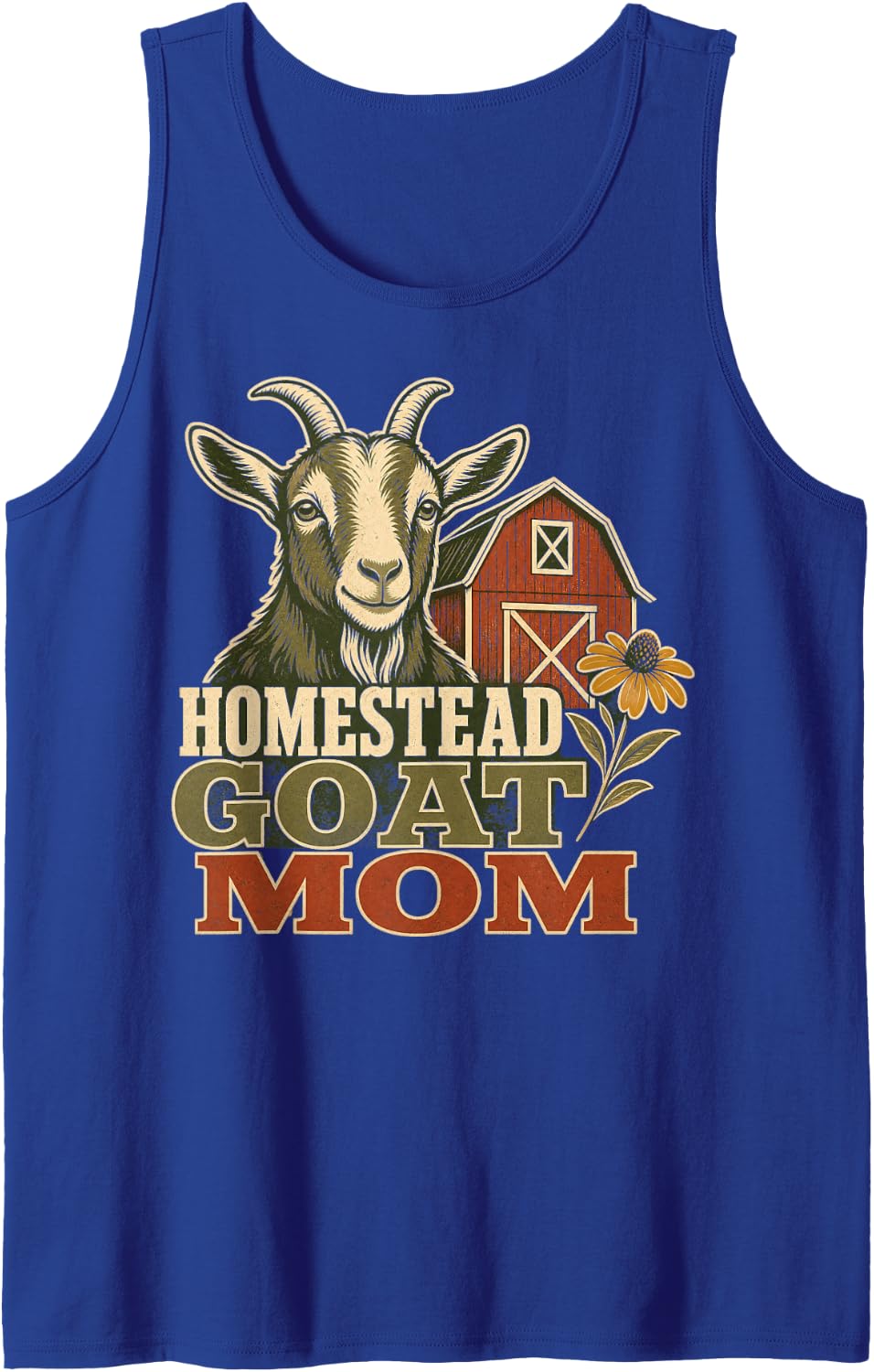 Homestead Goat Mom Farm Mother Sleeveless Tank Top - Royal Blue