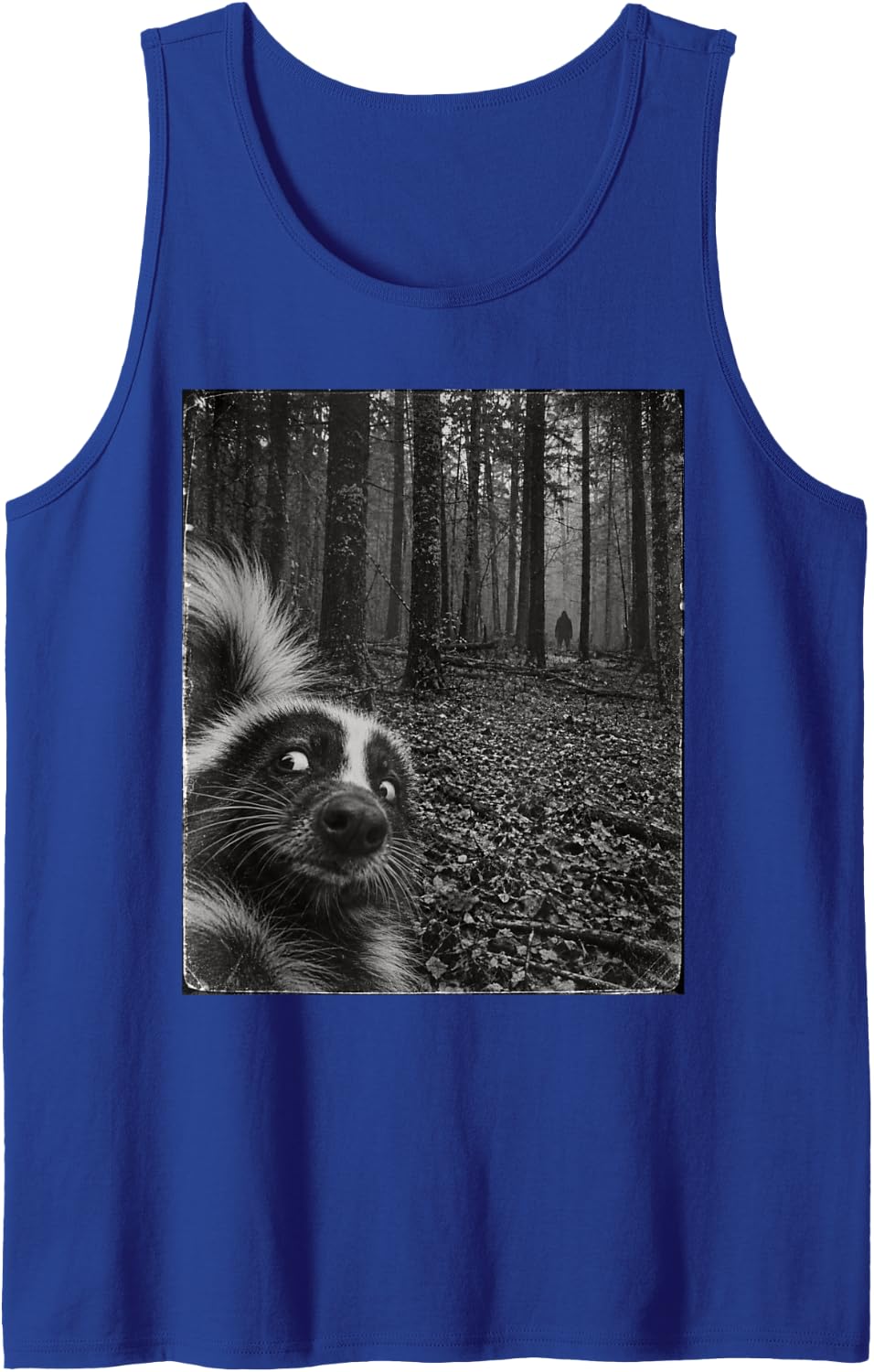 Funny Bigfoot Running After Sloth Selfie Animal Sleeveless Tank Top - Royal Blue
