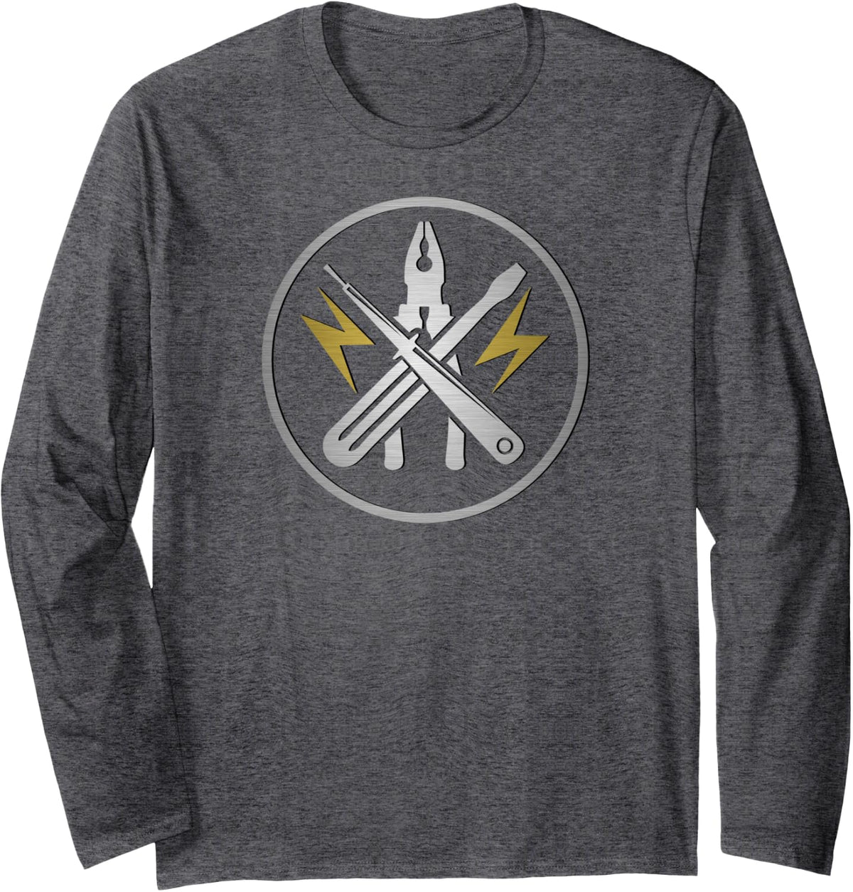 Electrician Electrical Engineering Craftsman Electronics Guild Logo Long Sleeve T-Shirt - Adult Unisex Dark Heather Grey