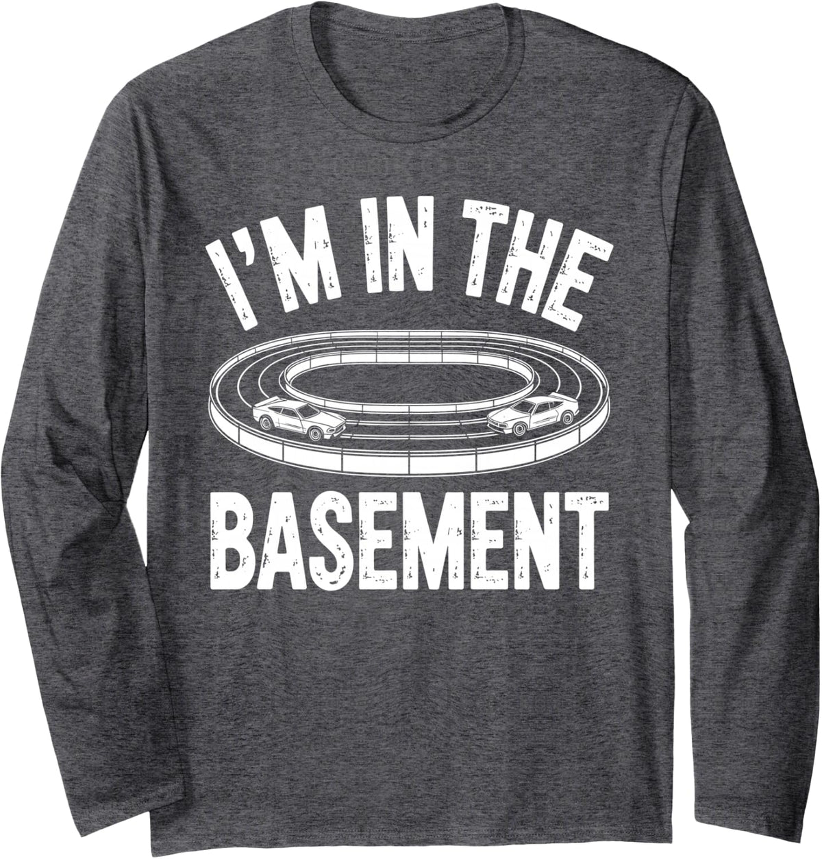 Slot Car Design for Men Women Kids Slot Car Racing Long Sleeve T-Shirt - Adult Unisex Dark Heather Grey
