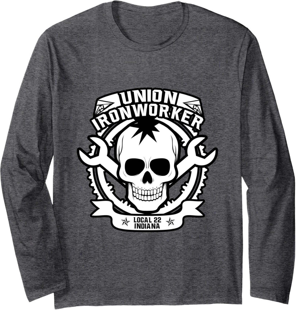Union Ironworker Local 22 Indiana Long Sleeve Shirt - Adult Unisex Dark Heather Grey
