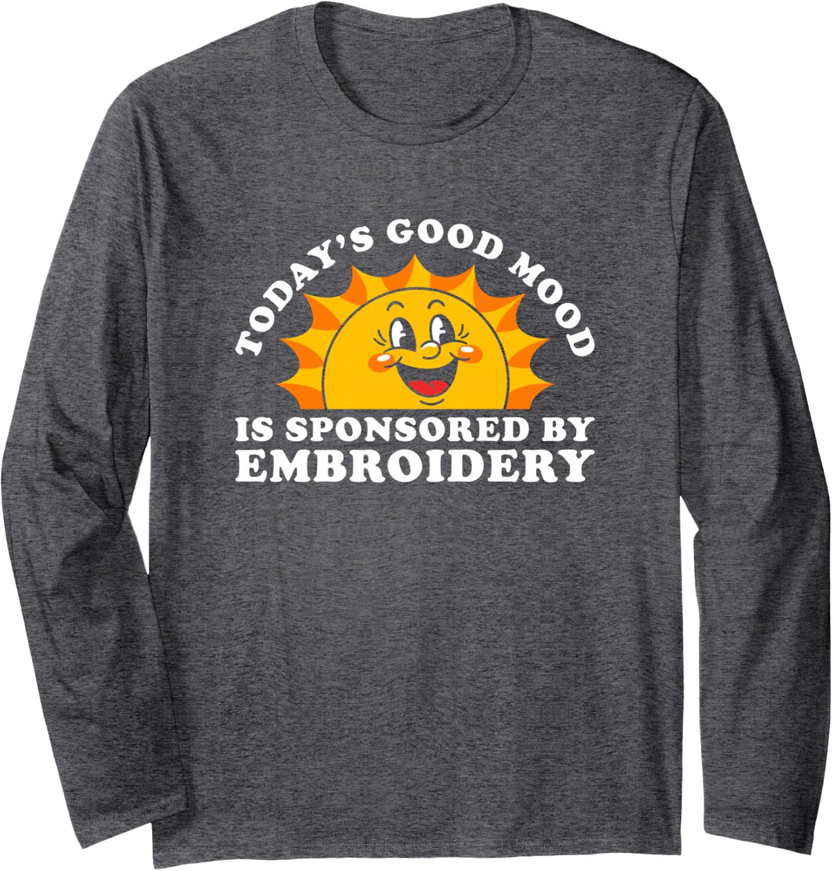 Retro Vintage Needlework or Embroidery Long Sleeve T-Shirt - Adult Unisex Dark Heather Grey