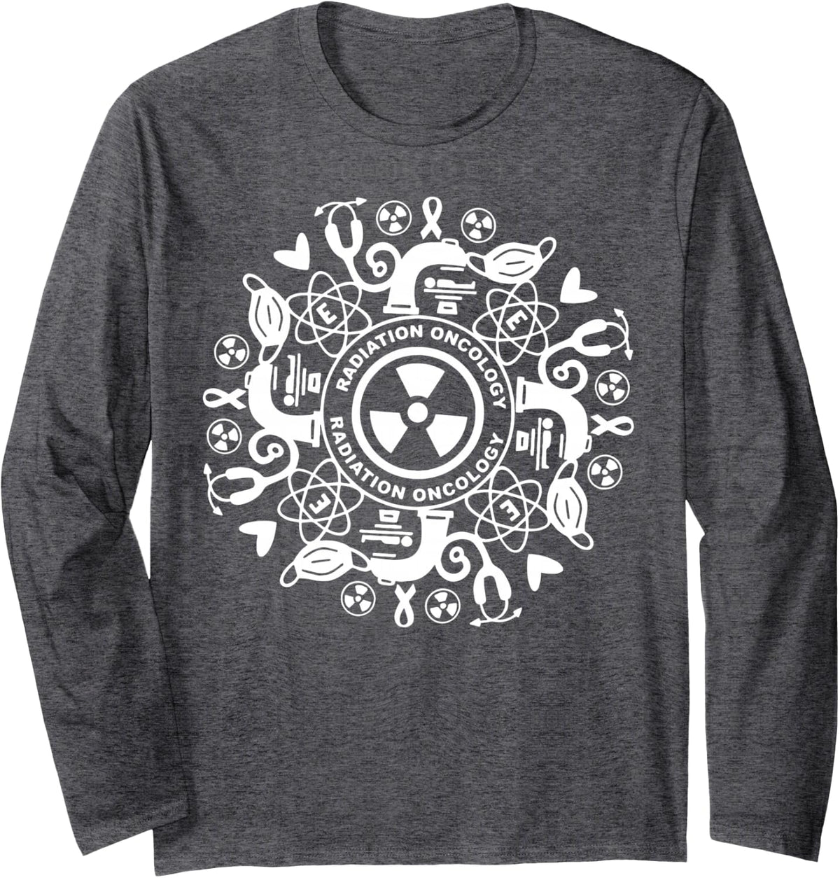 Retro Radiation Oncology Radiation Therapist Oncology Tech Long Sleeve T-Shirt - Adult Unisex Dark Heather Grey