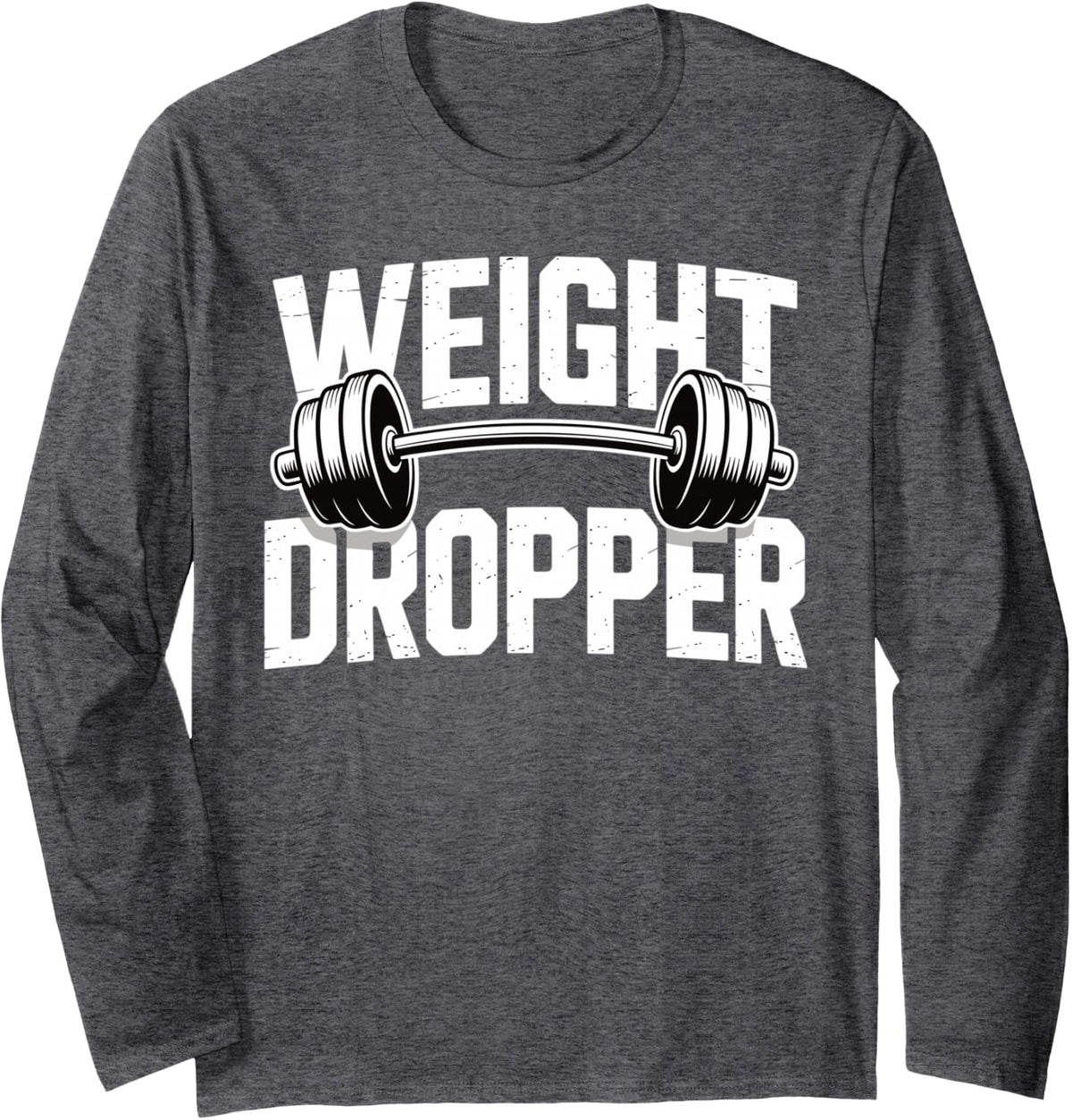 Gym Dumbbell Fitness Weightlifting Long Sleeve T-Shirt - Adult Unisex Dark Heather Grey