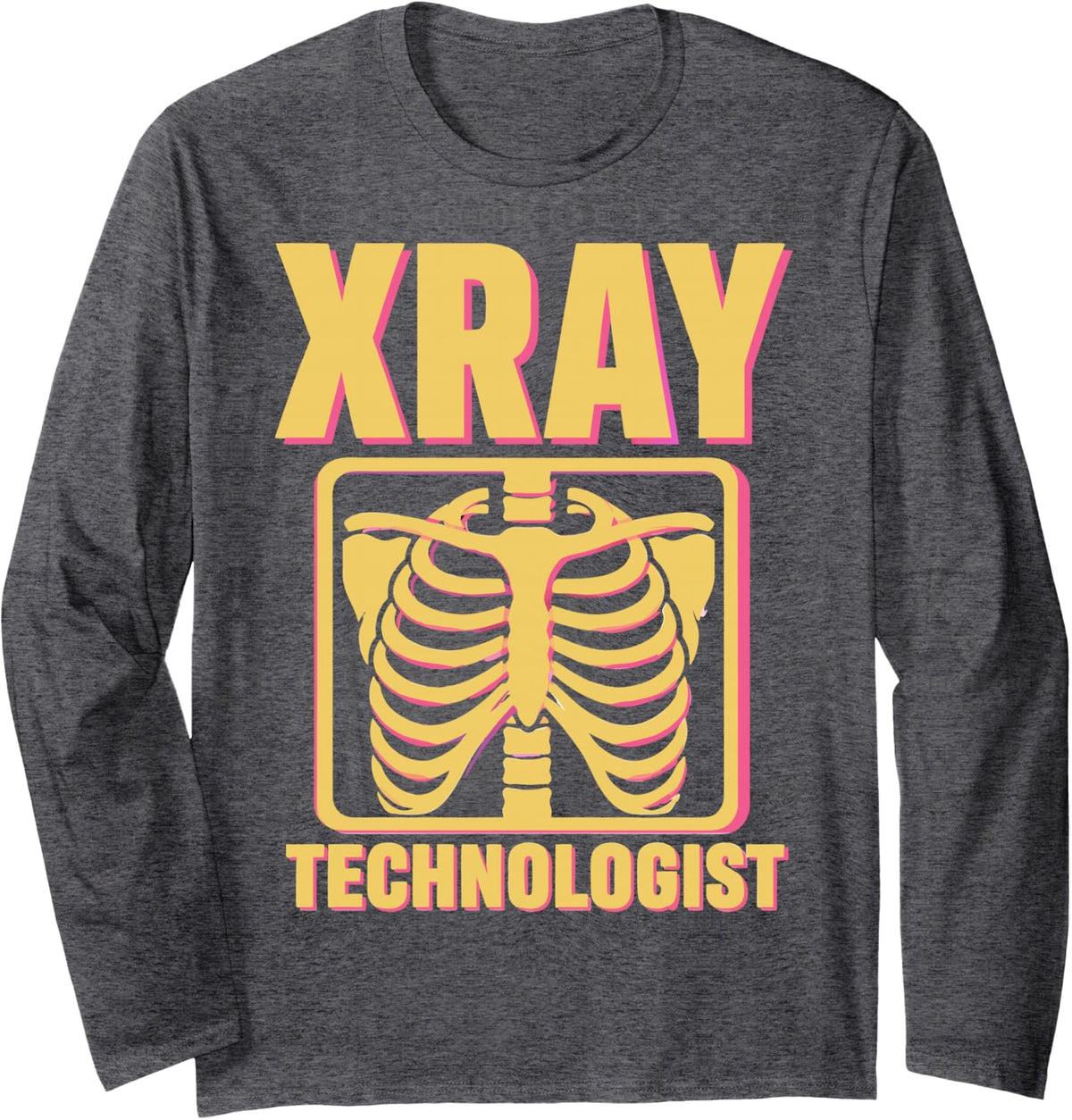 X-Ray Tech Radiology Rad Tech Long Sleeve T-Shirt - Adult Unisex Dark Heather Grey