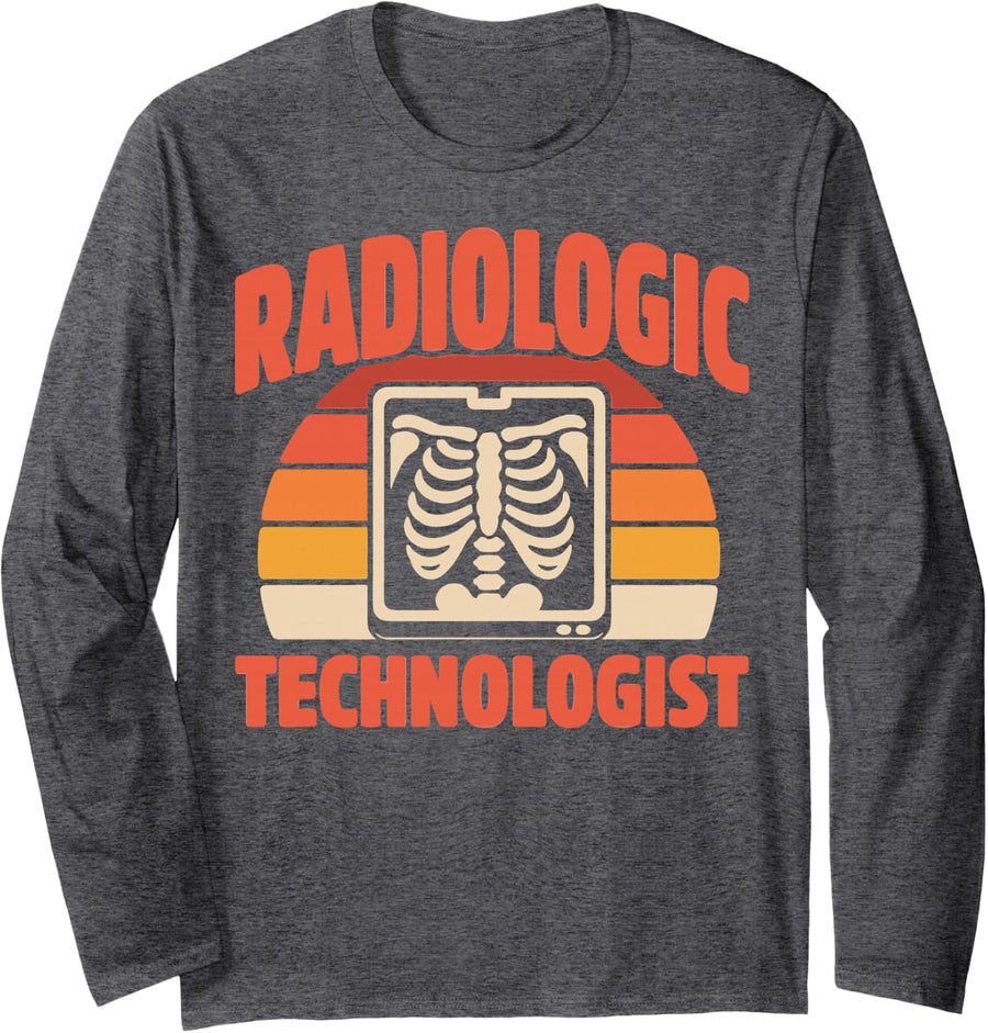 Rad Tech Radiologic Technologist Long Sleeve T-Shirt - Adult Unisex Dark Heather Grey