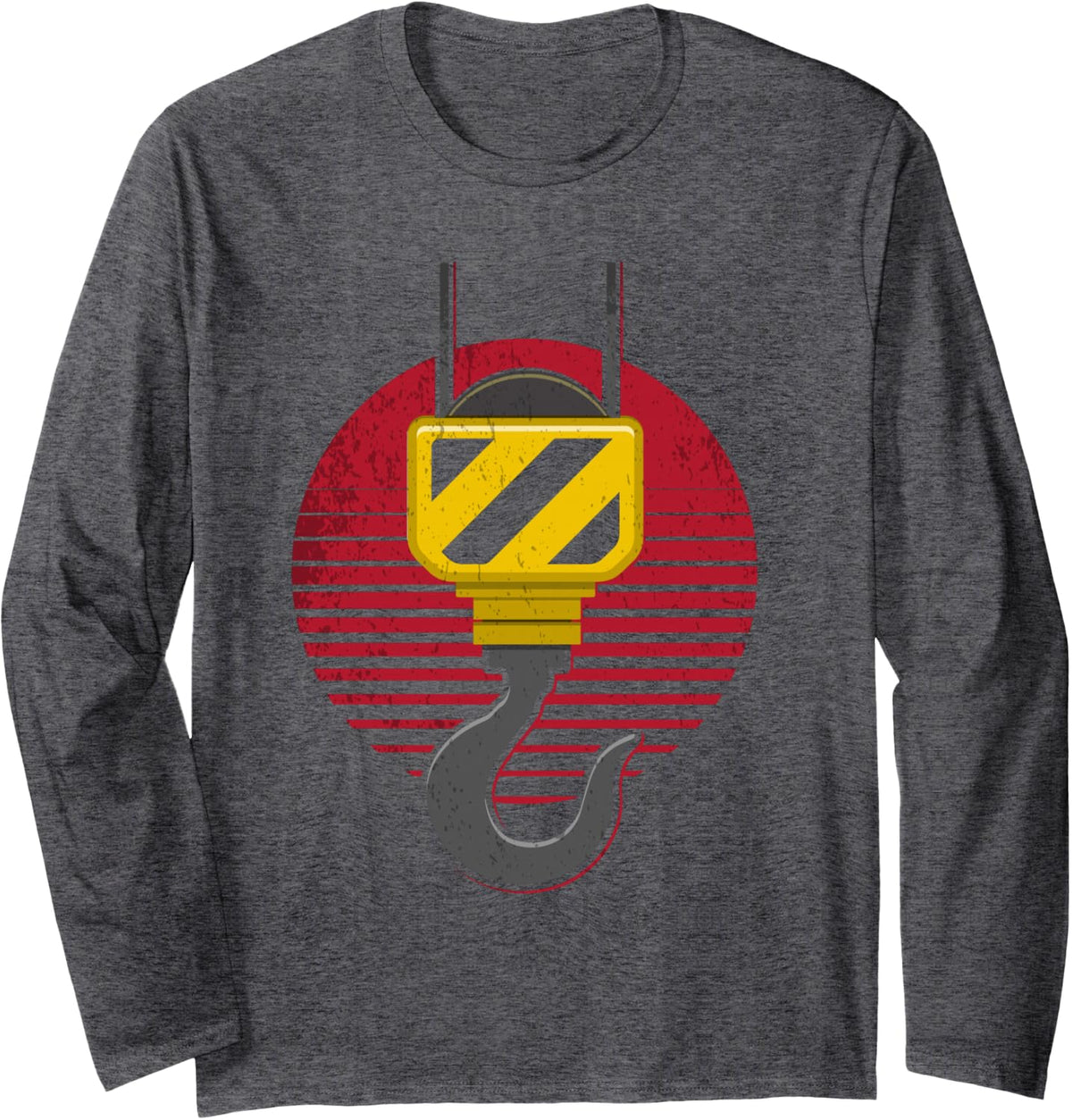 Crane Operator Strength Power Build Heavy Machinery Worker Long Sleeve T-Shirt - Adult Unisex Dark Heather Grey