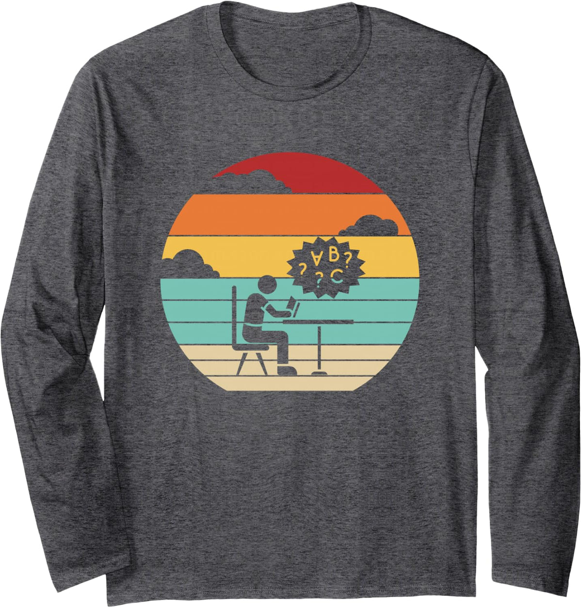 Retro Dyslexia Apraxia Articulation Disorder Dyslexic Long Sleeve T-Shirt - Adult Unisex Dark Heather Grey