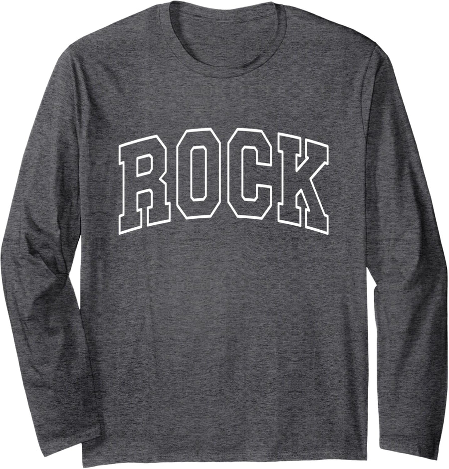 Rock Varsity College University School Campus Long Sleeve T-Shirt - Adult Unisex Dark Heather Grey