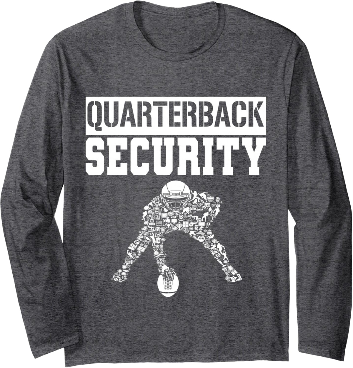 Football Offensive Lineman Quarterback Protection Security Long Sleeve T-Shirt - Adult Unisex Dark Heather Grey