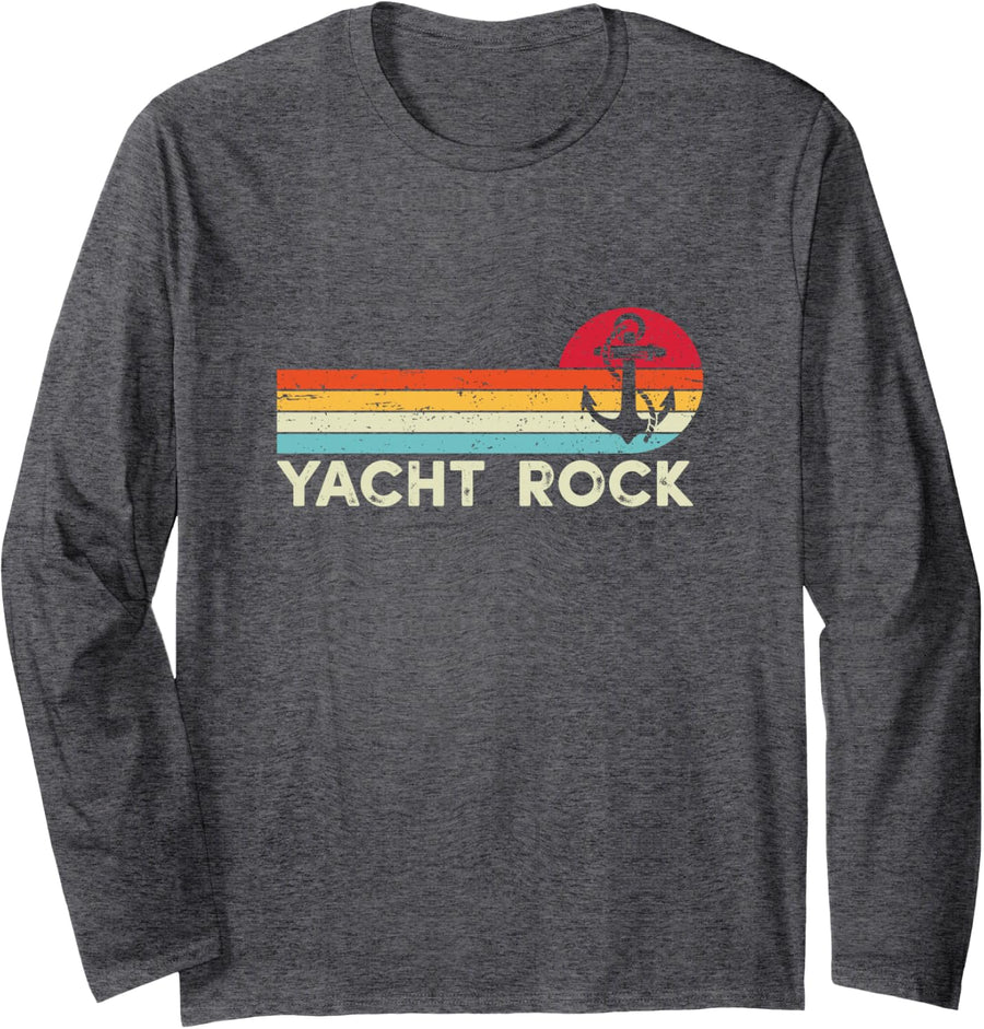 Vintage Yacht Rock Long Sleeve T-Shirt - Adult Unisex Dark Heather Grey