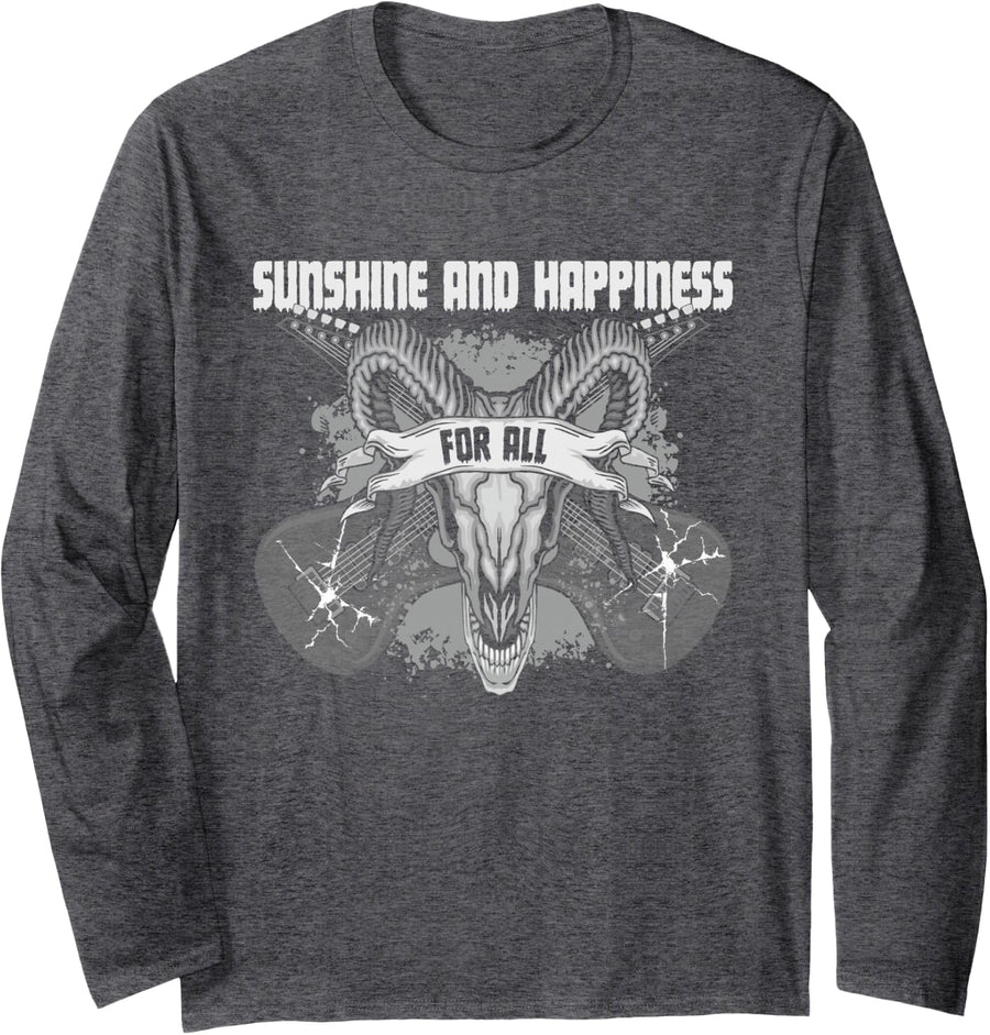 Sunshine and Happiness for All Gothic Heavy Metal Dark Rock Long Sleeve T-Shirt - Adult Unisex Dark Heather Grey