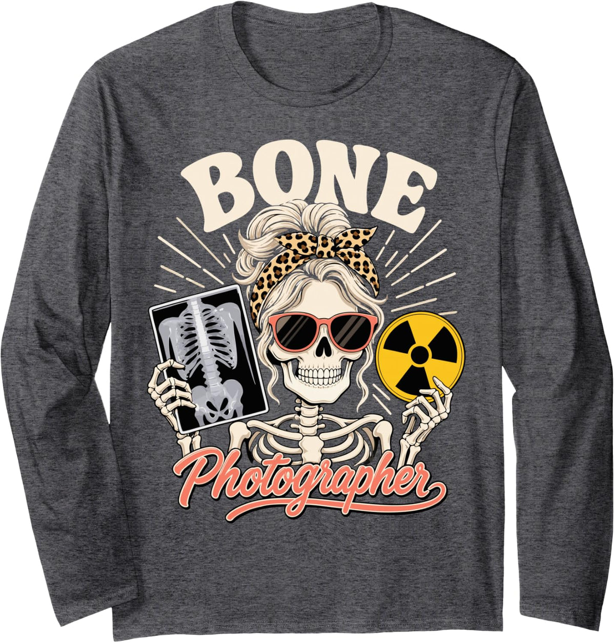 X-Ray Tech Radiologic Technologist Pun Rad Tech Long Sleeve T-Shirt - Adult Unisex Dark Heather Grey