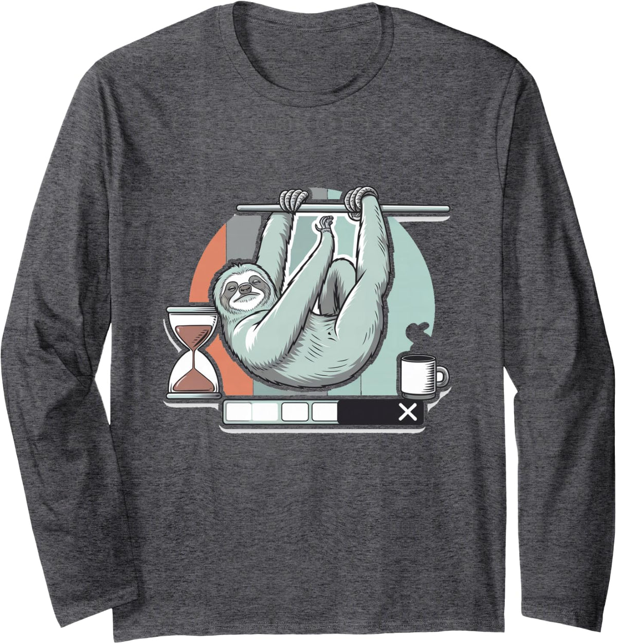 Build At Sloth Speed Programmer Loading Bar Humor Long Sleeve T-Shirt - Adult Unisex Dark Heather Grey