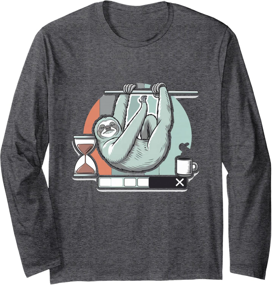 Build At Sloth Speed Programmer Loading Bar Humor Long Sleeve T-Shirt - Adult Unisex Dark Heather Grey