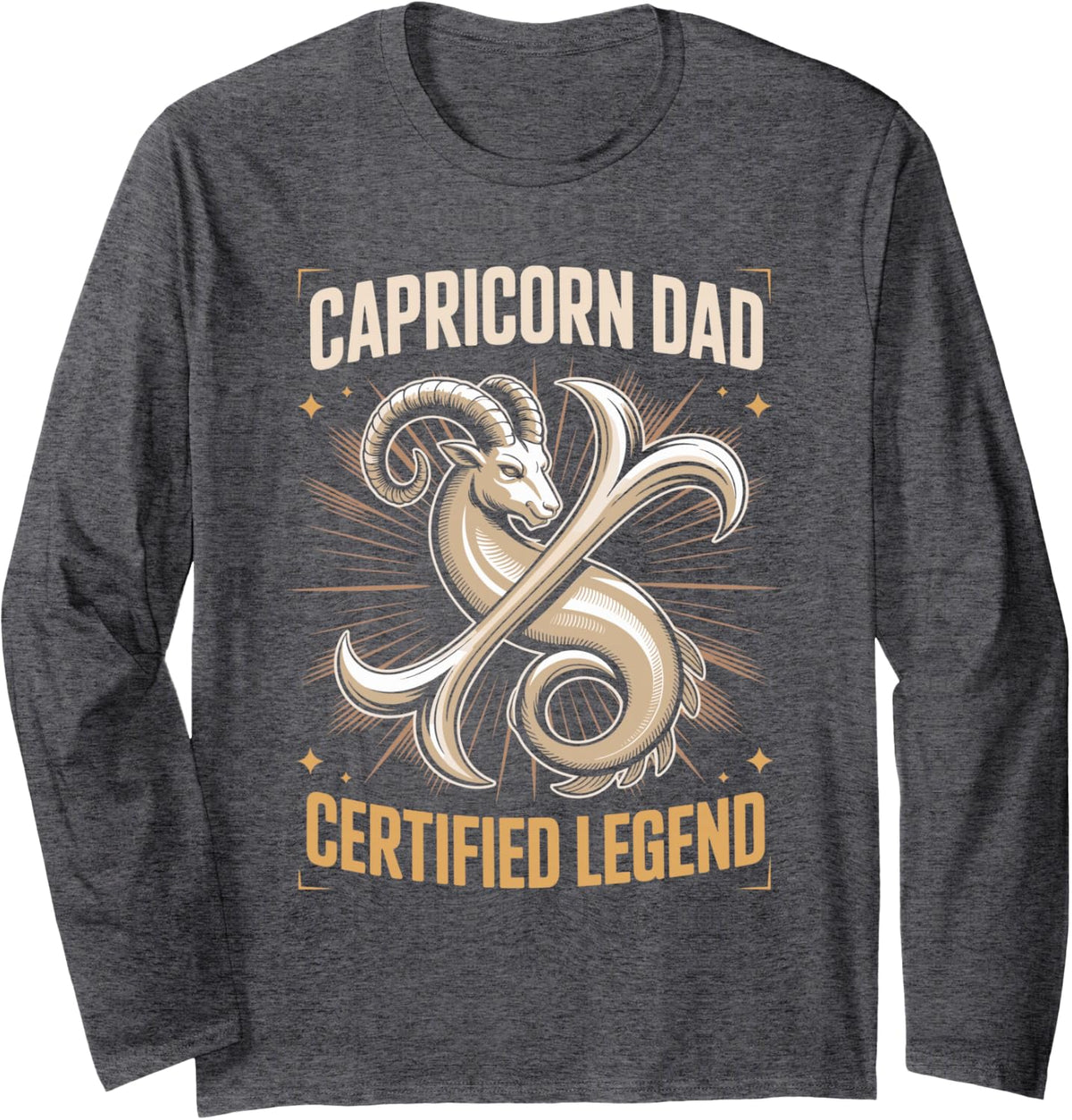 Capricorn Dad Certified Legend Zodiac Astrology Long Sleeve T-Shirt - Adult Unisex Dark Heather Grey