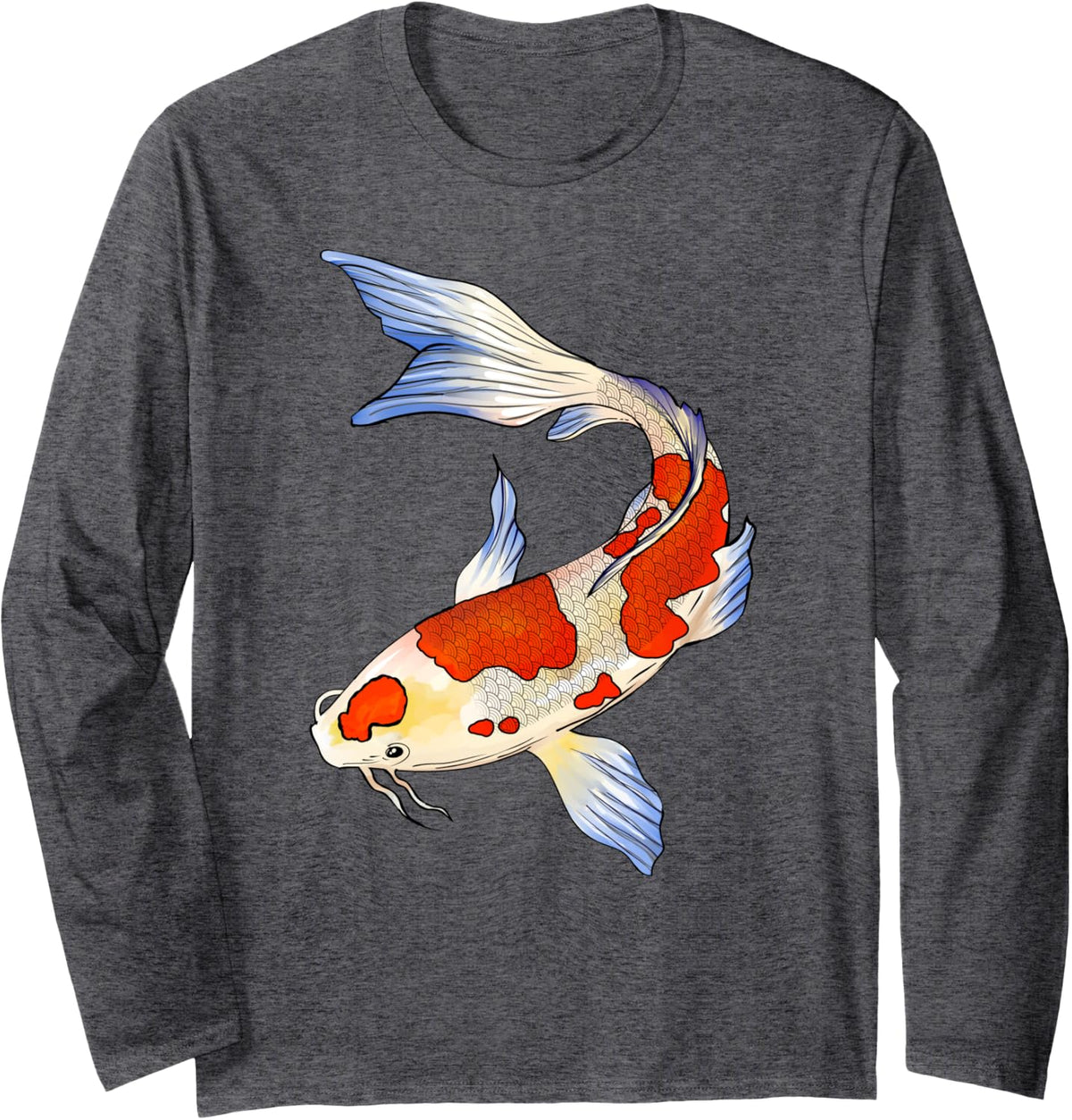 Koi Fish Funny Japanese Chinese Carp Breeder Men Women Gifts Long Sleeve T-Shirt - Adult Unisex Dark Heather Grey