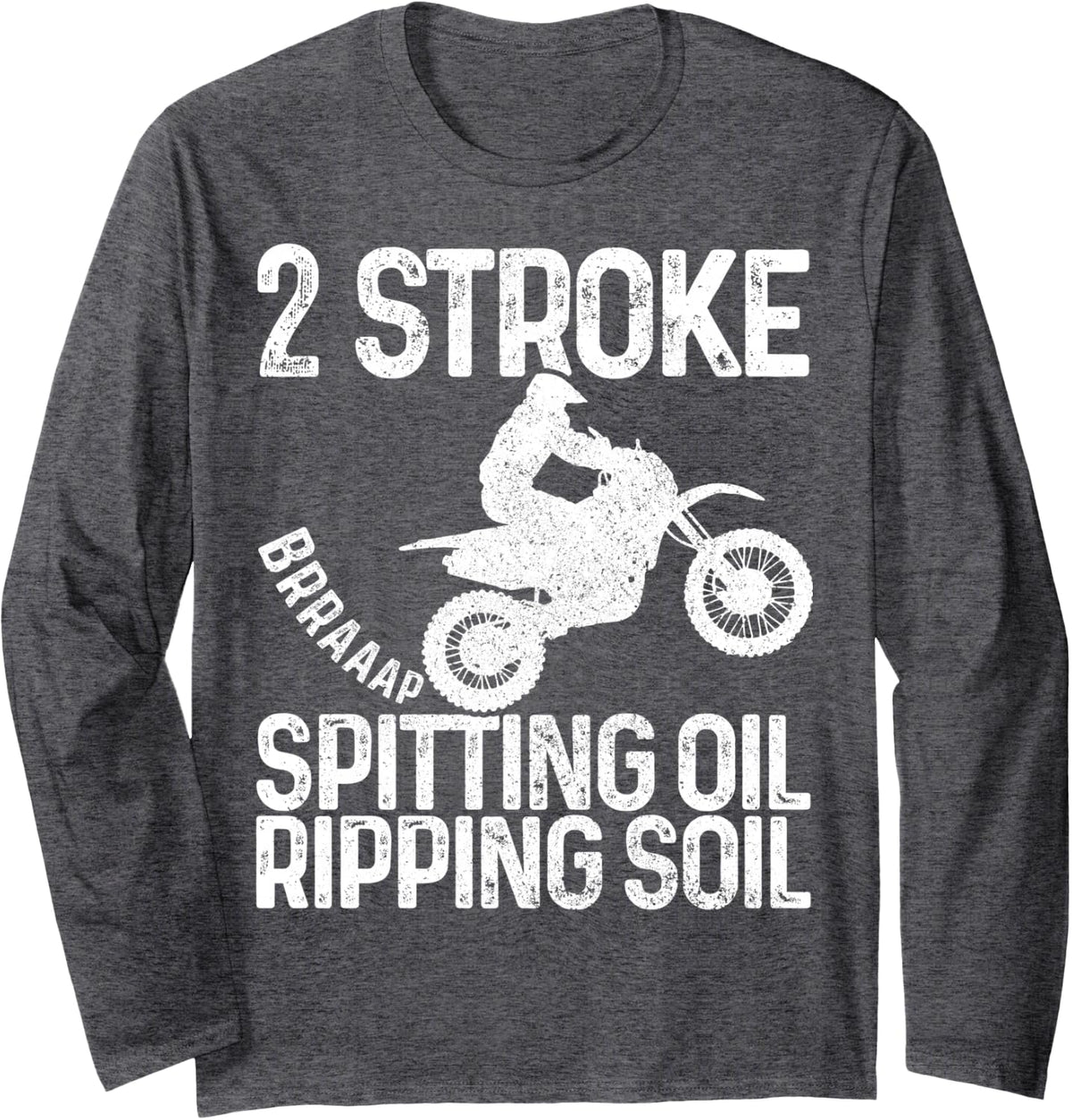 Motocross MX Enduro Motorcycle Gift Long Sleeve T-Shirt - Adult Unisex Dark Heather Grey
