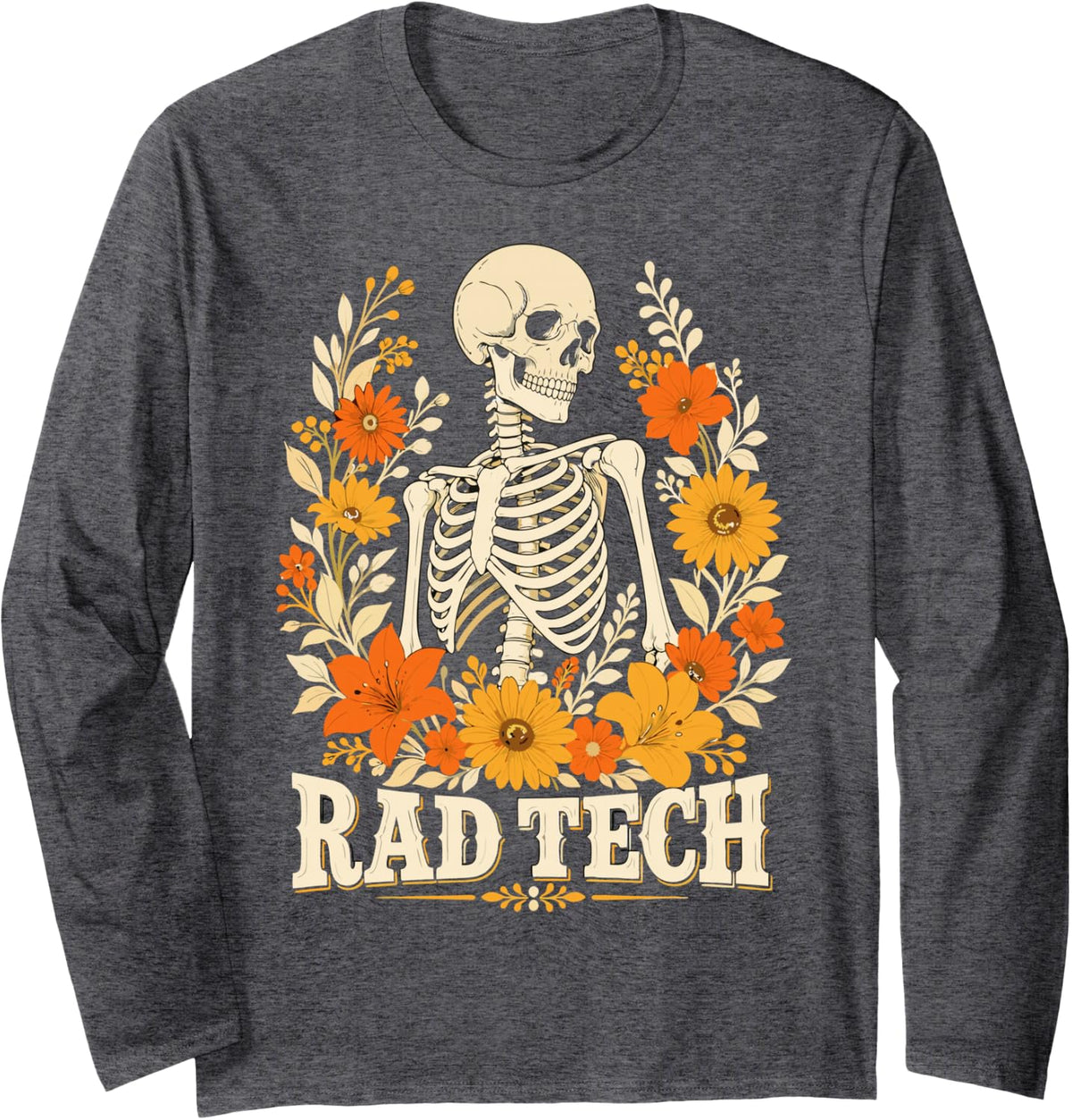 Rad Tech Radiologic Technologist Radiology Long Sleeve T-Shirt - Adult Unisex Dark Heather Grey