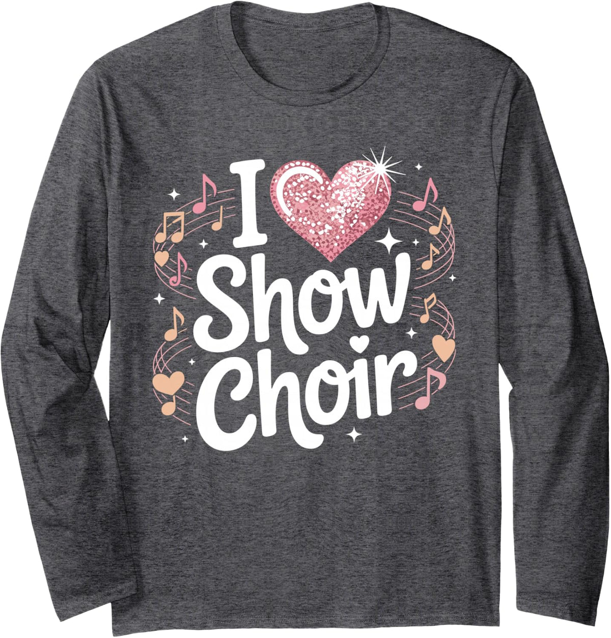 Cool Show Choir Art for Men Women Kids Vocalist Show Choir Long Sleeve T-Shirt - Adult Unisex Dark Heather Grey