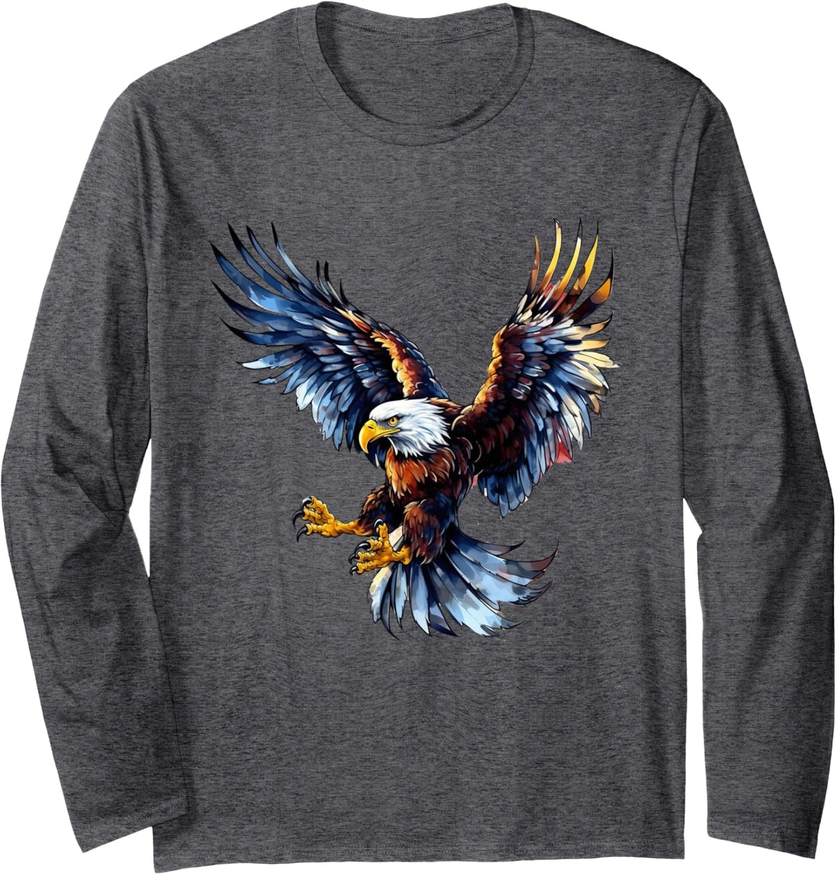 Majestic Bald Eagle Long Sleeve T-Shirt - Adult Unisex Dark Heather Grey