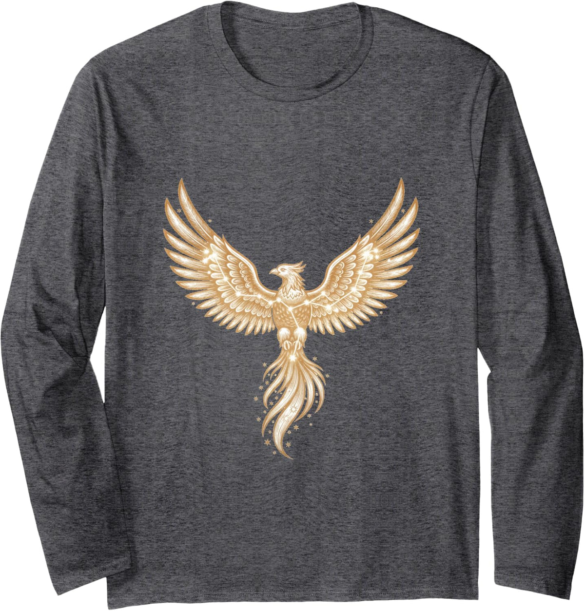 Phoenix Southern Celestial Star Constellation Art Graphic Long Sleeve T-Shirt - Adult Unisex Dark Heather Grey