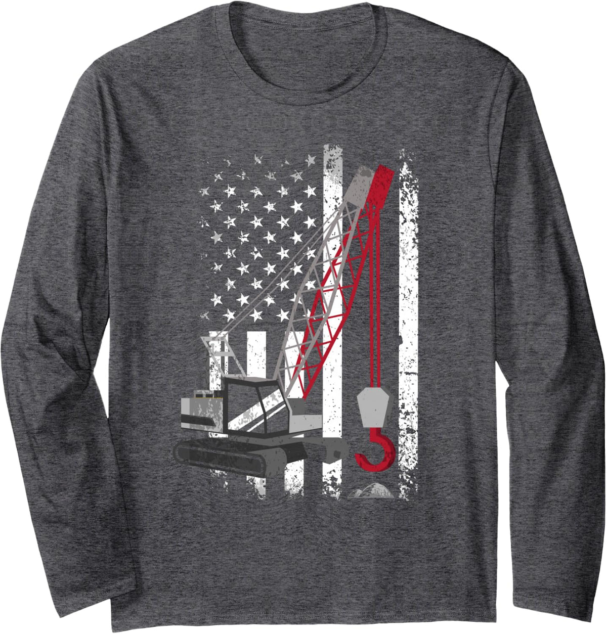 Crane Operator Heavy Equipment Operator Construction Life Long Sleeve T-Shirt - Adult Unisex Dark Heather Grey