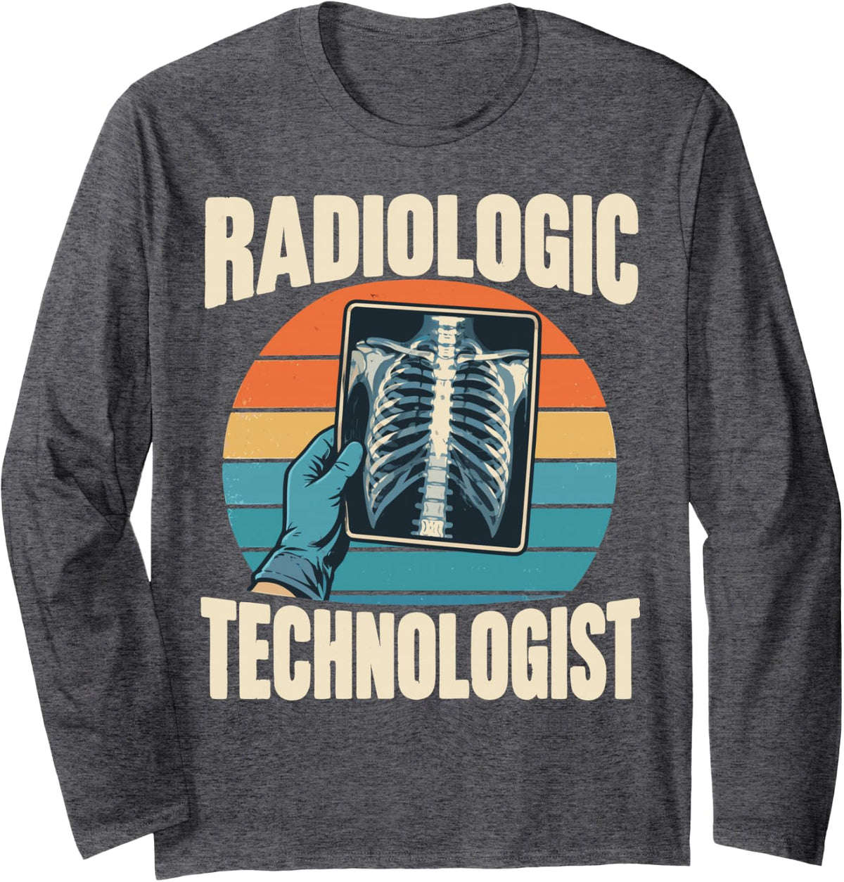 Vintage Radiologic Technologist Long Sleeve T-Shirt - Adult Unisex Dark Heather Grey