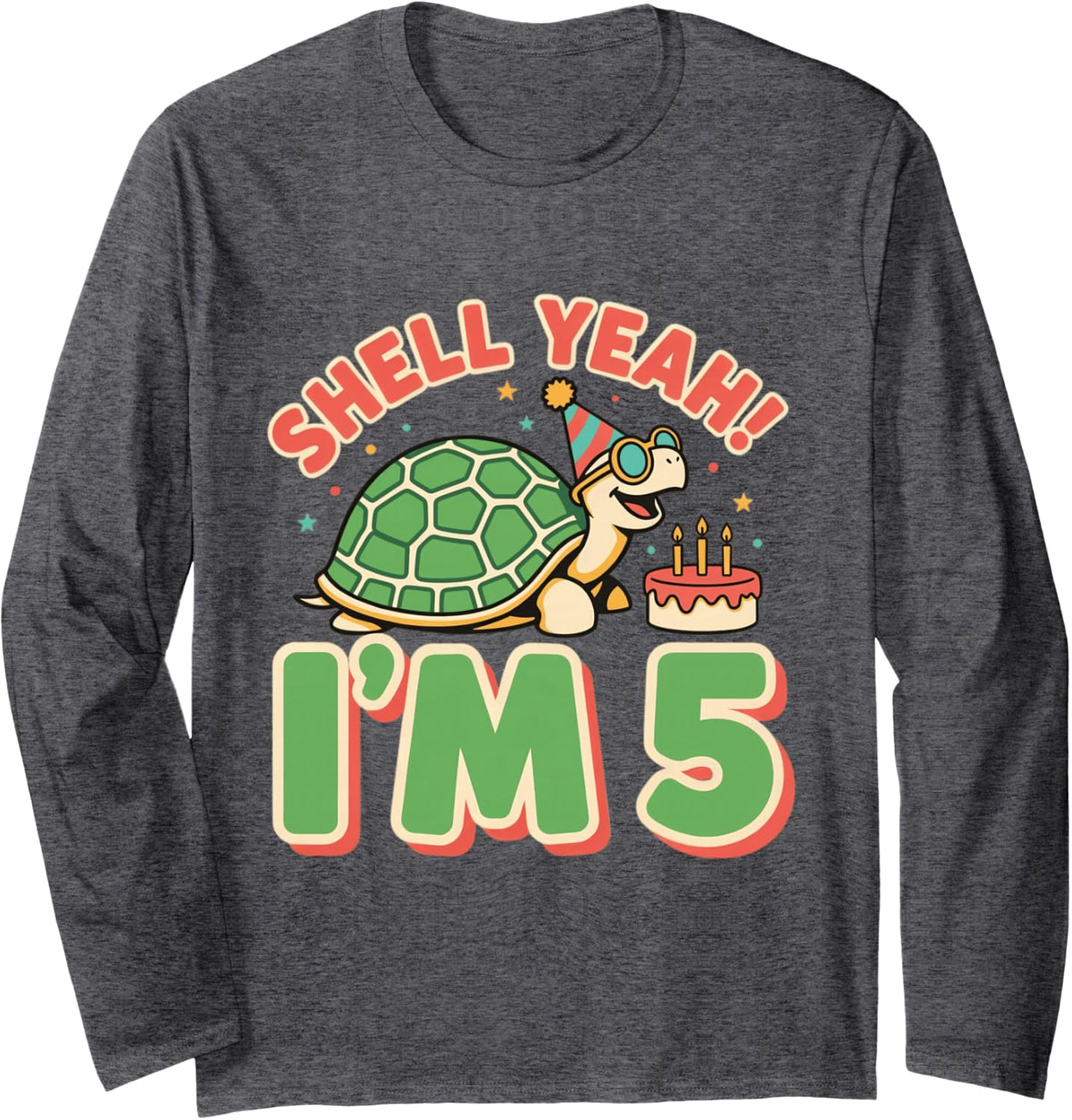 Otterly Awesome At 5 Fun Otter Animal Birthday Party Cake Long Sleeve T-Shirt - Adult Unisex Dark Heather Grey