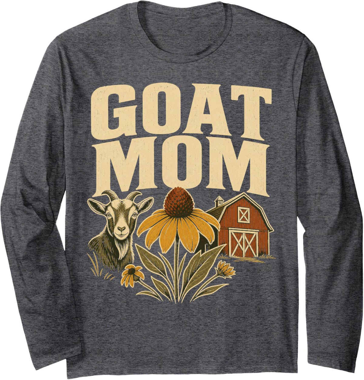Goat Mom Farm Animals Long Sleeve T-Shirt - Adult Unisex Dark Heather Grey