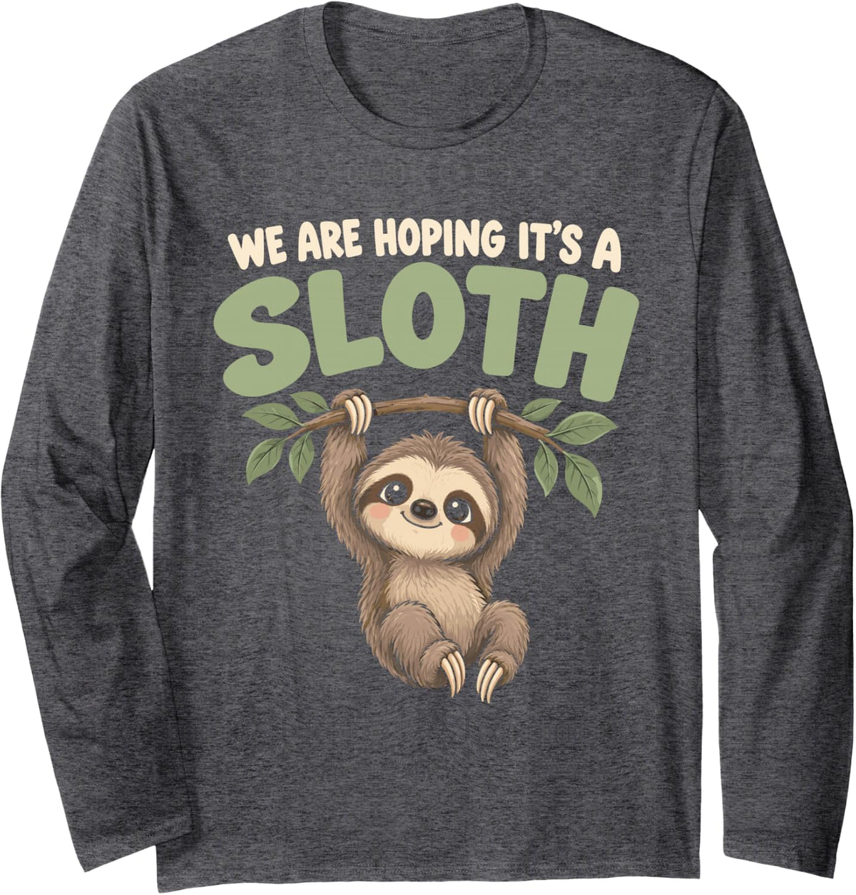 Pregnancy Announcement - Sloth Long Sleeve T-Shirt - Adult Unisex Dark Heather Grey