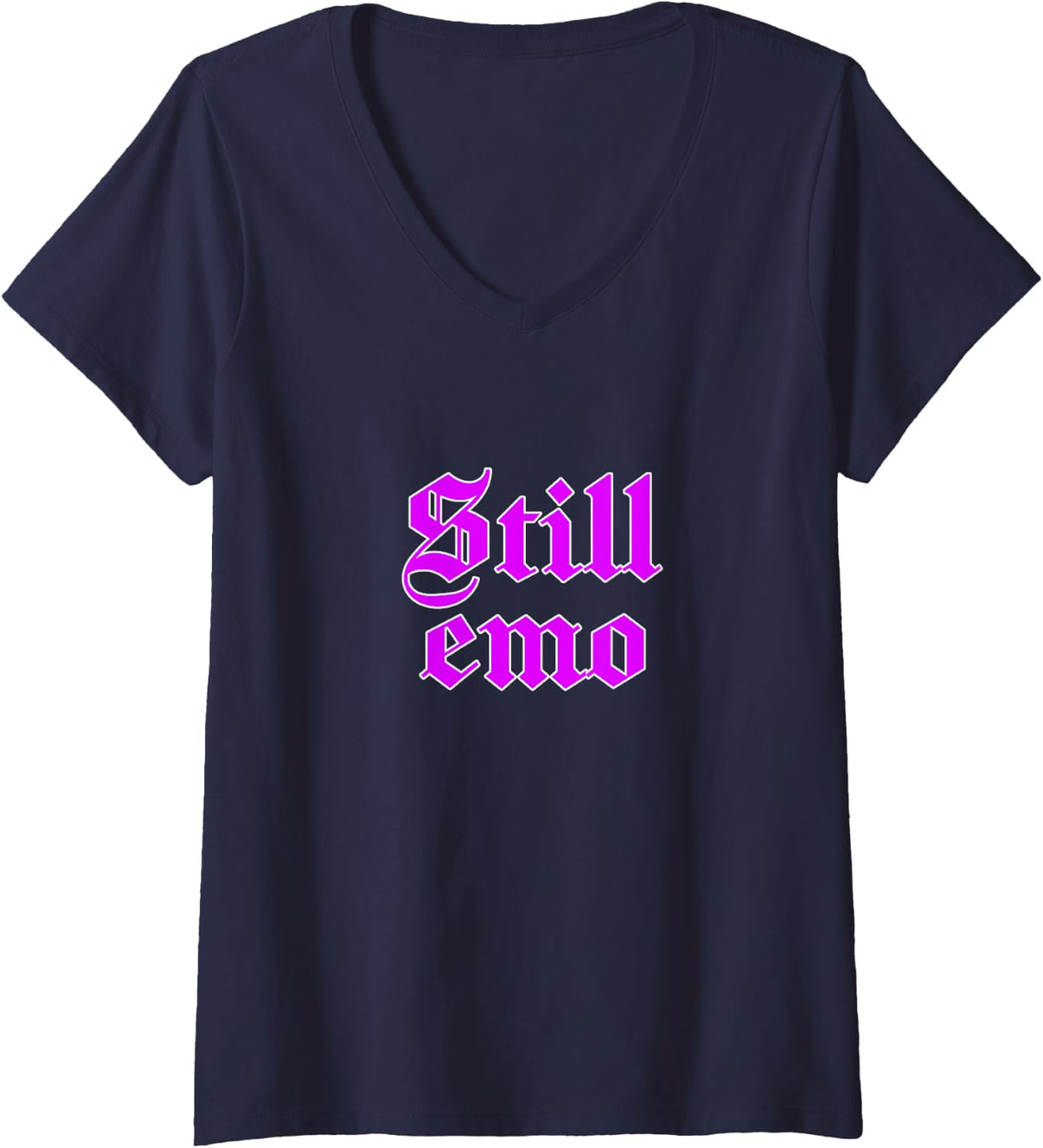 Women's Still Emo 80's 90's Band Goth Punk Gothic V-Neck T-Shirt - Navy Blue