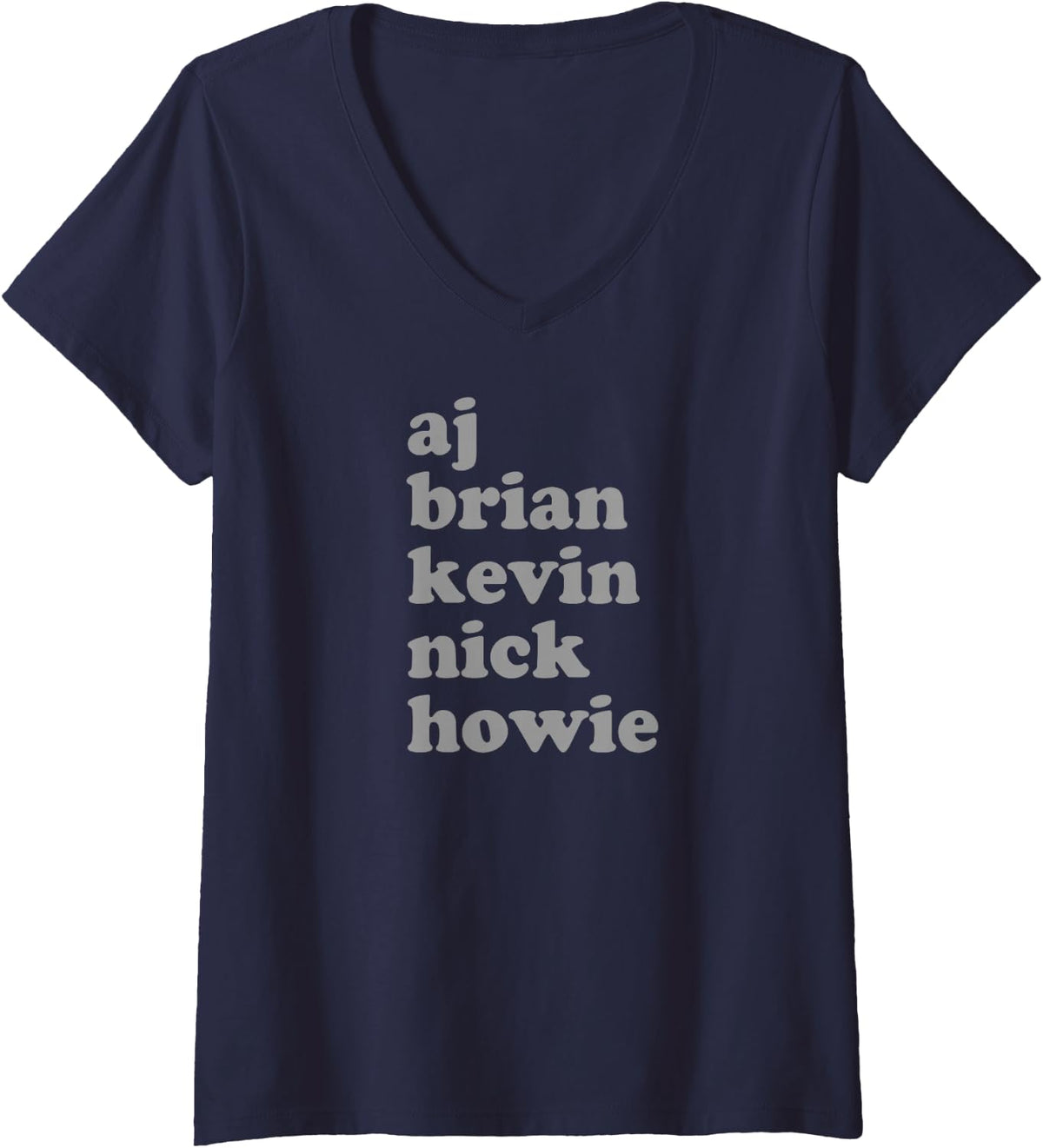 Women's Backstreet Boys Stacked Names V-Neck T-Shirt - Navy Blue