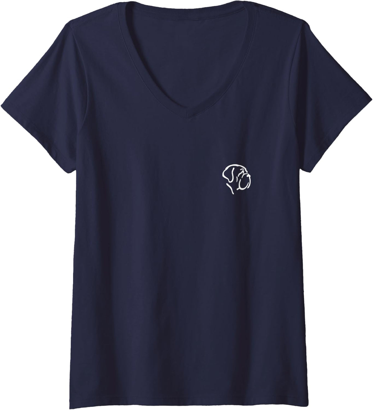 Women's Mastiff Simple Minimalist Line Art V-Neck T-Shirt - Navy Blue