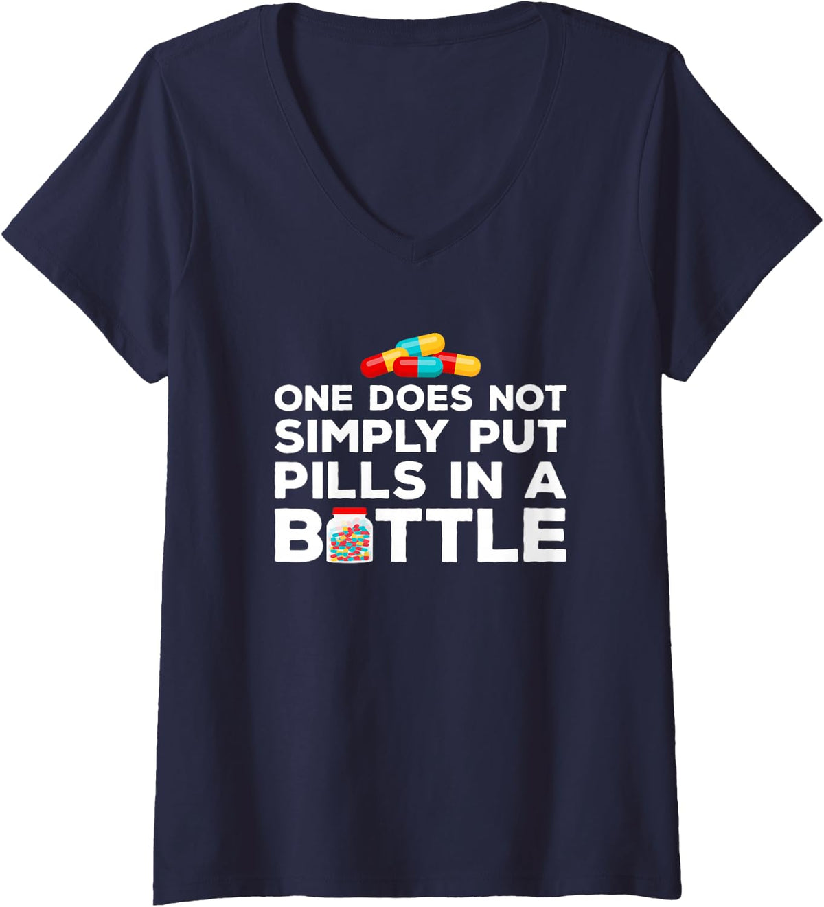 Women's Pharmacy Technician Funny Pills Pharmacist V-Neck T-Shirt - Navy Blue