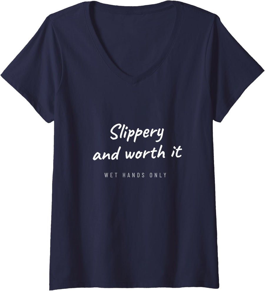 Women's Trout Fishing Rainbow Trout Stream Fishing Brook Trout V-Neck T-Shirt - Navy Blue
