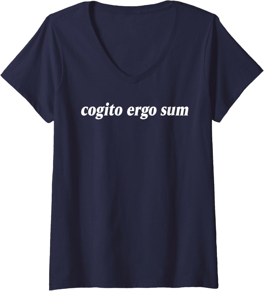 Women's Philosophy Art for Men Women Kids Philosophy Quotes V-Neck T-Shirt - Navy Blue
