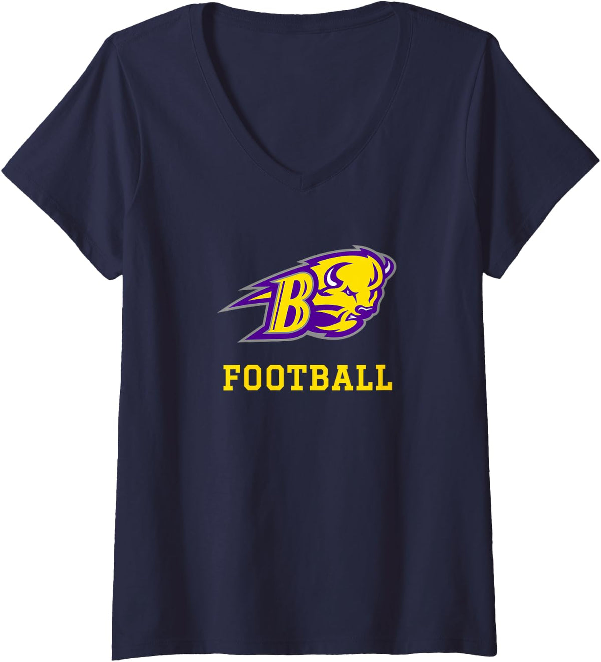 Women's Buffalo TX Logo Football V-Neck T-Shirt - Navy Blue