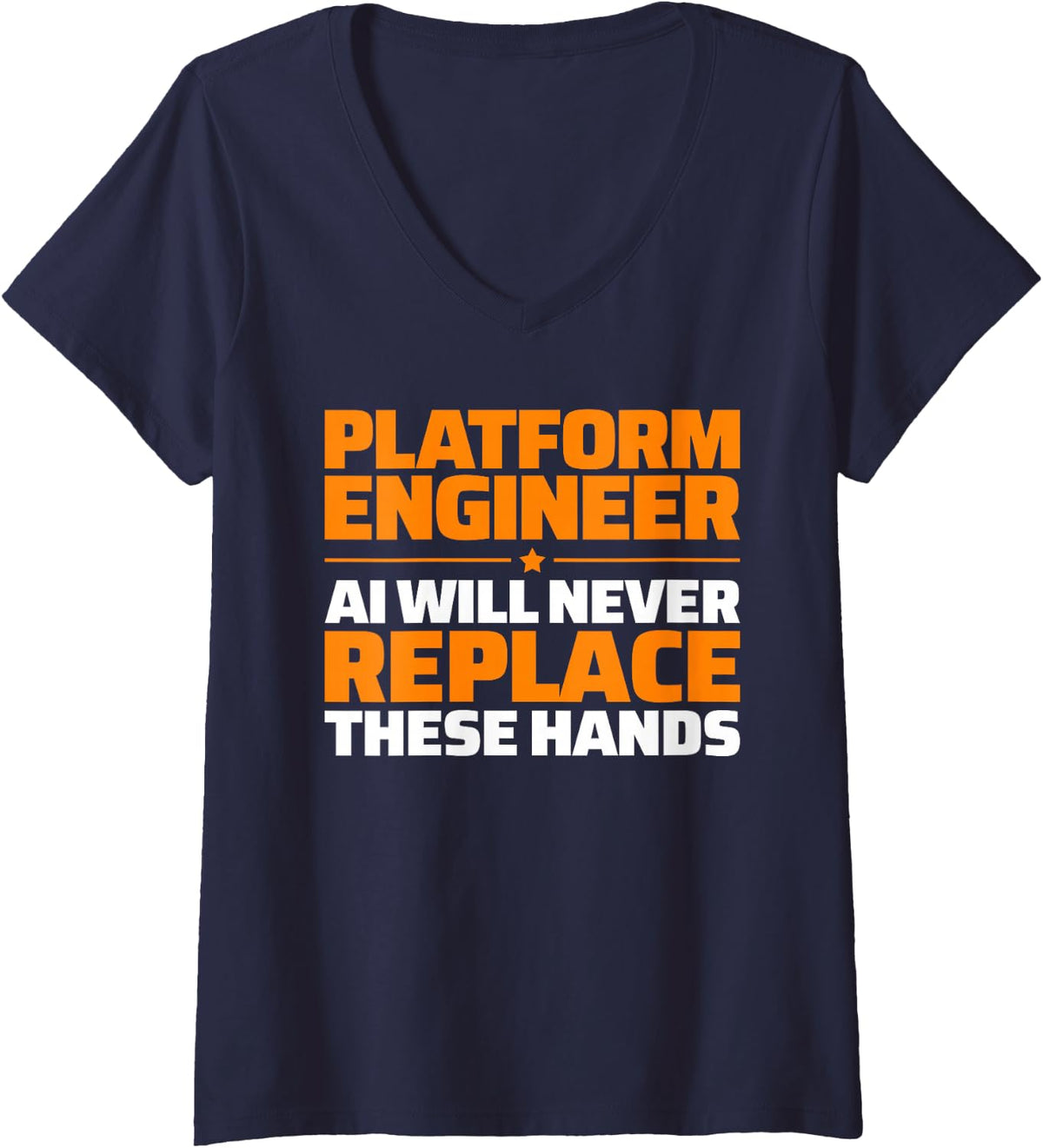 Women's Platform Engineer Never Replace V-Neck T-Shirt - Navy Blue