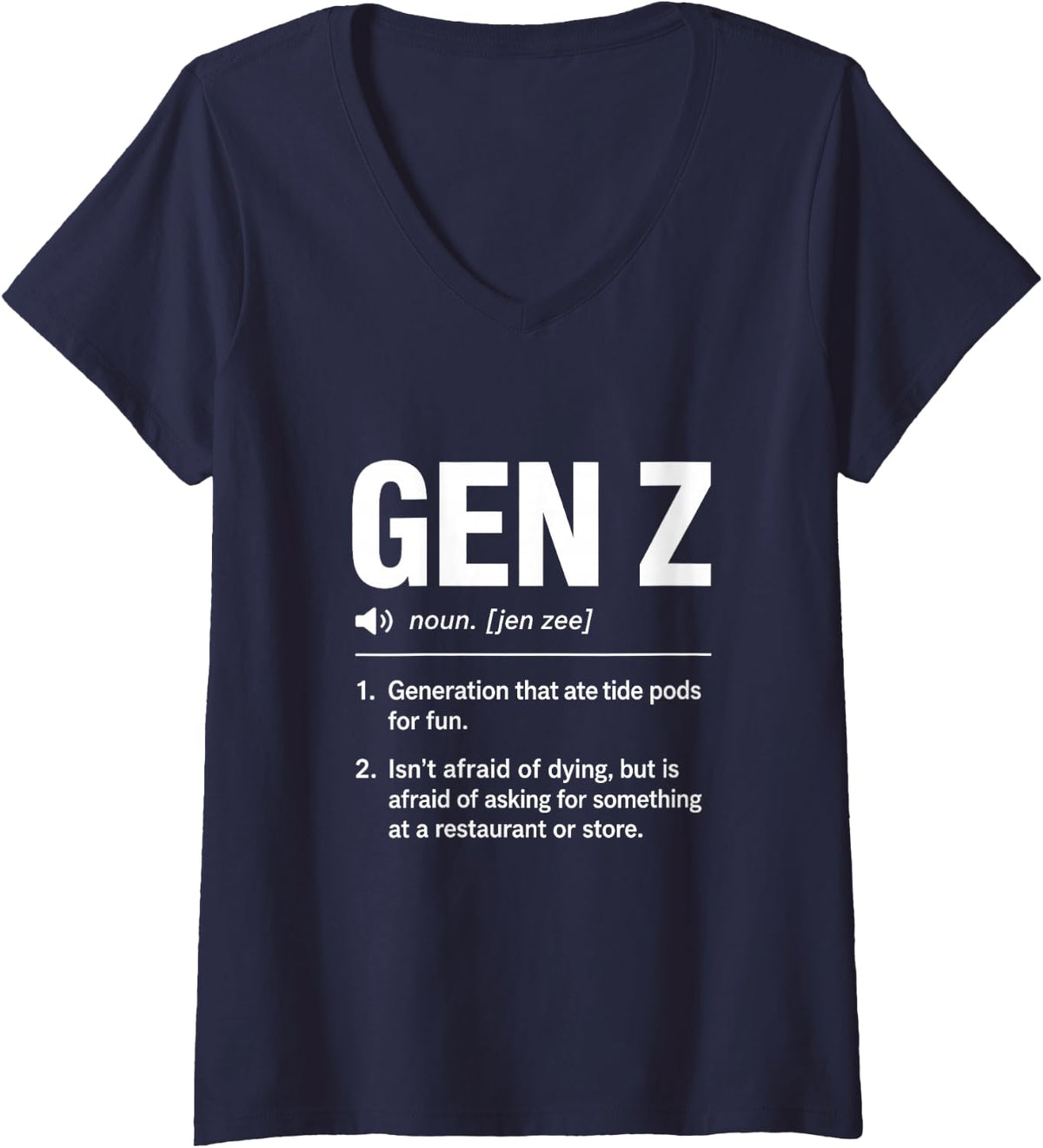 Women's Gen Z Funny Dictionary Definition Introvert Relatable Joke V-Neck T-Shirt - Navy Blue