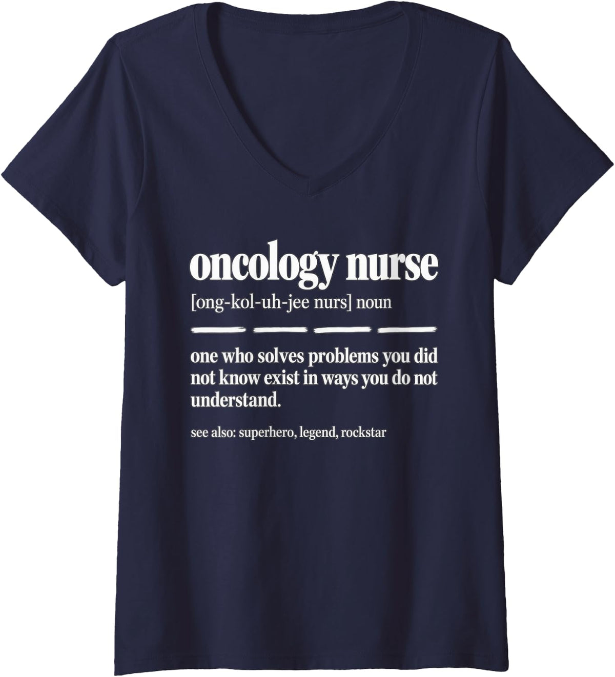 Women's Oncology Nurse Definition Superhero V-Neck T-Shirt - Navy Blue