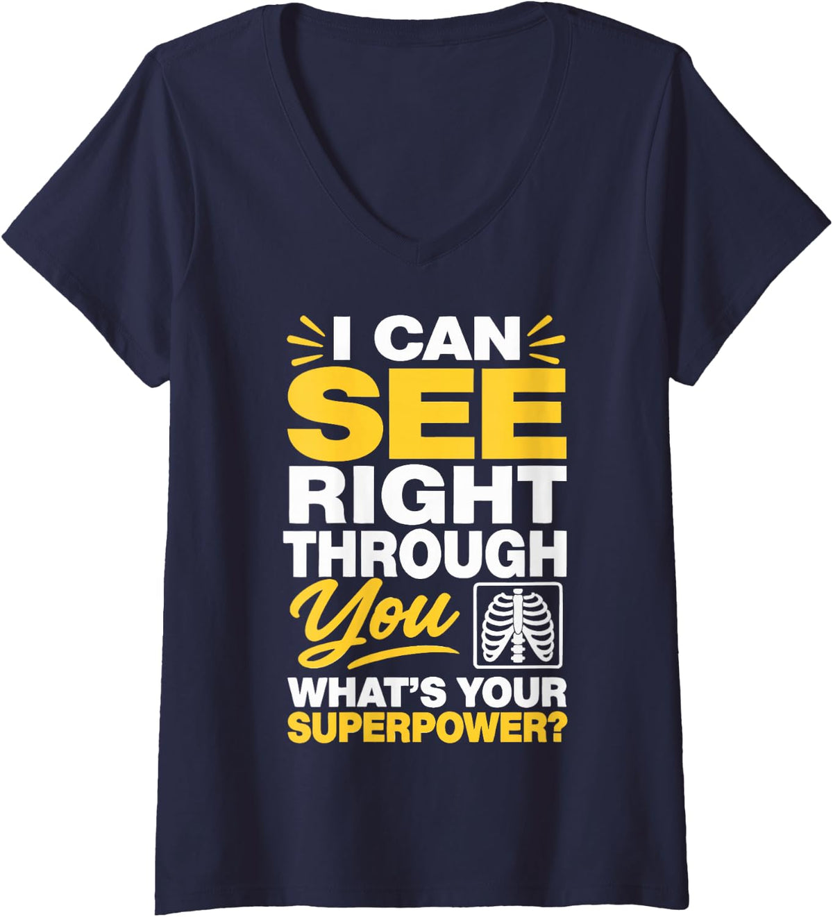 Women's X-Ray Tech Radiologic Technologist Funny Rad Tech V-Neck T-Shirt - Navy Blue