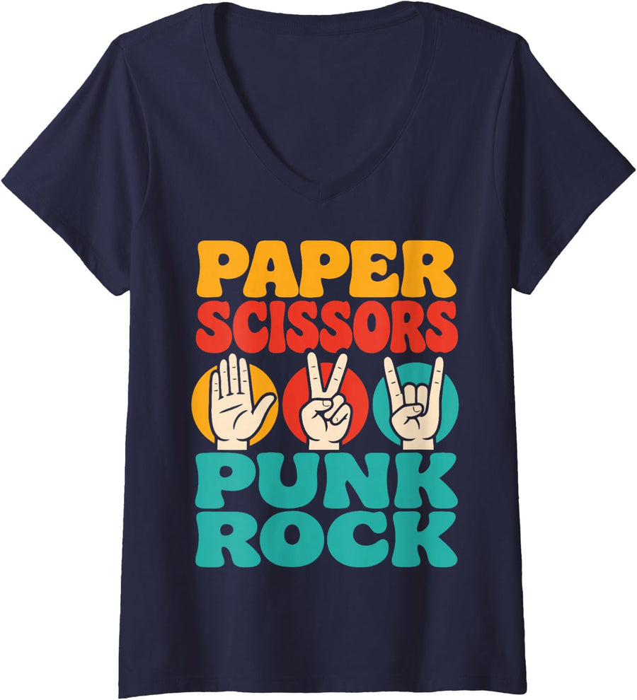 Women's Punk Rock Humor Alternative Music V-Neck T-Shirt - Navy Blue